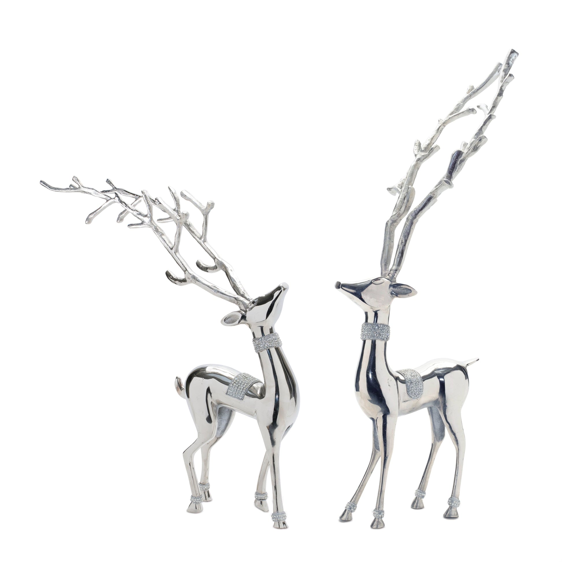 Metal-Deer-Statue-(Set-of-2)-Sculptures-&-Statues