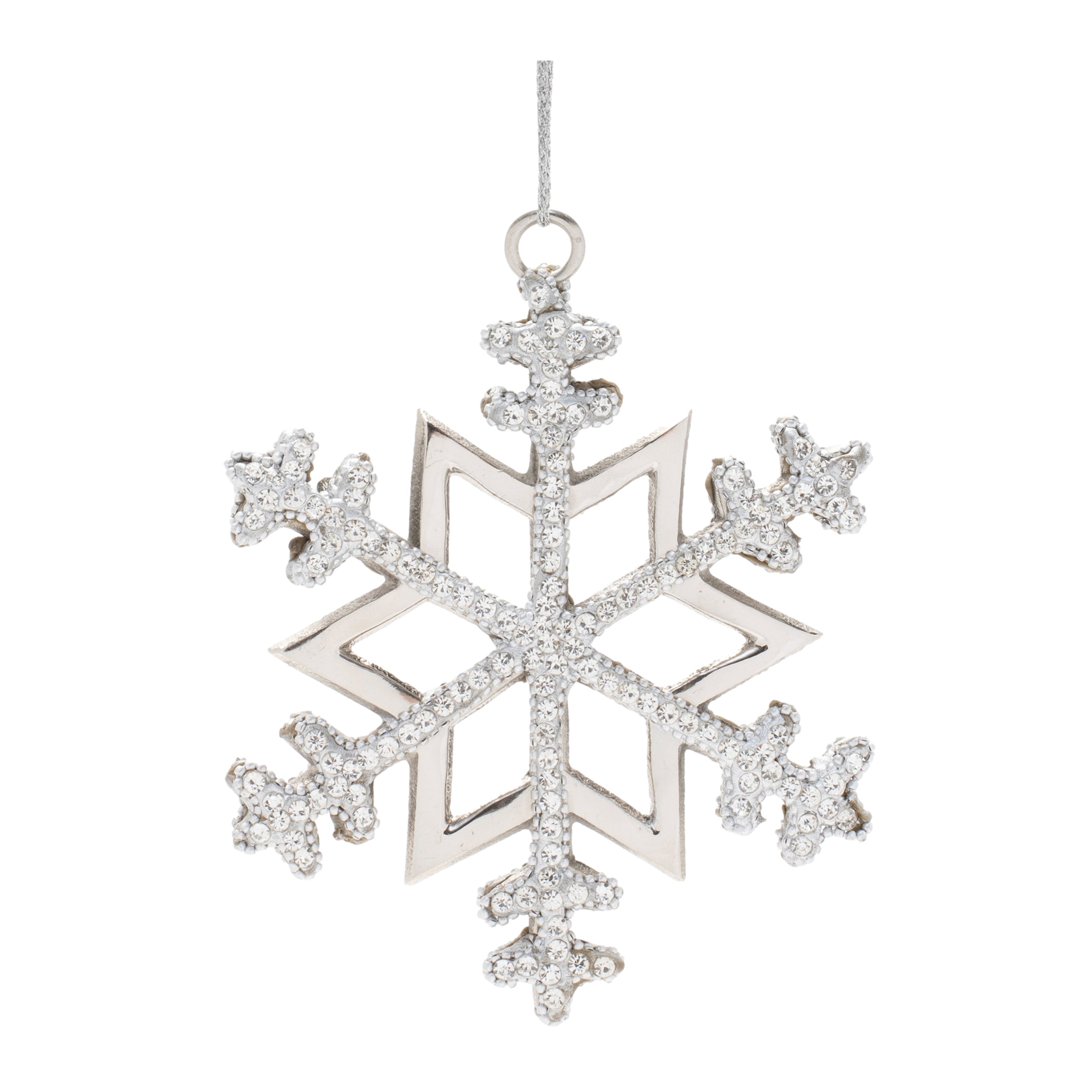 Jeweled Metal Snowflake Ornament (Set of 2)