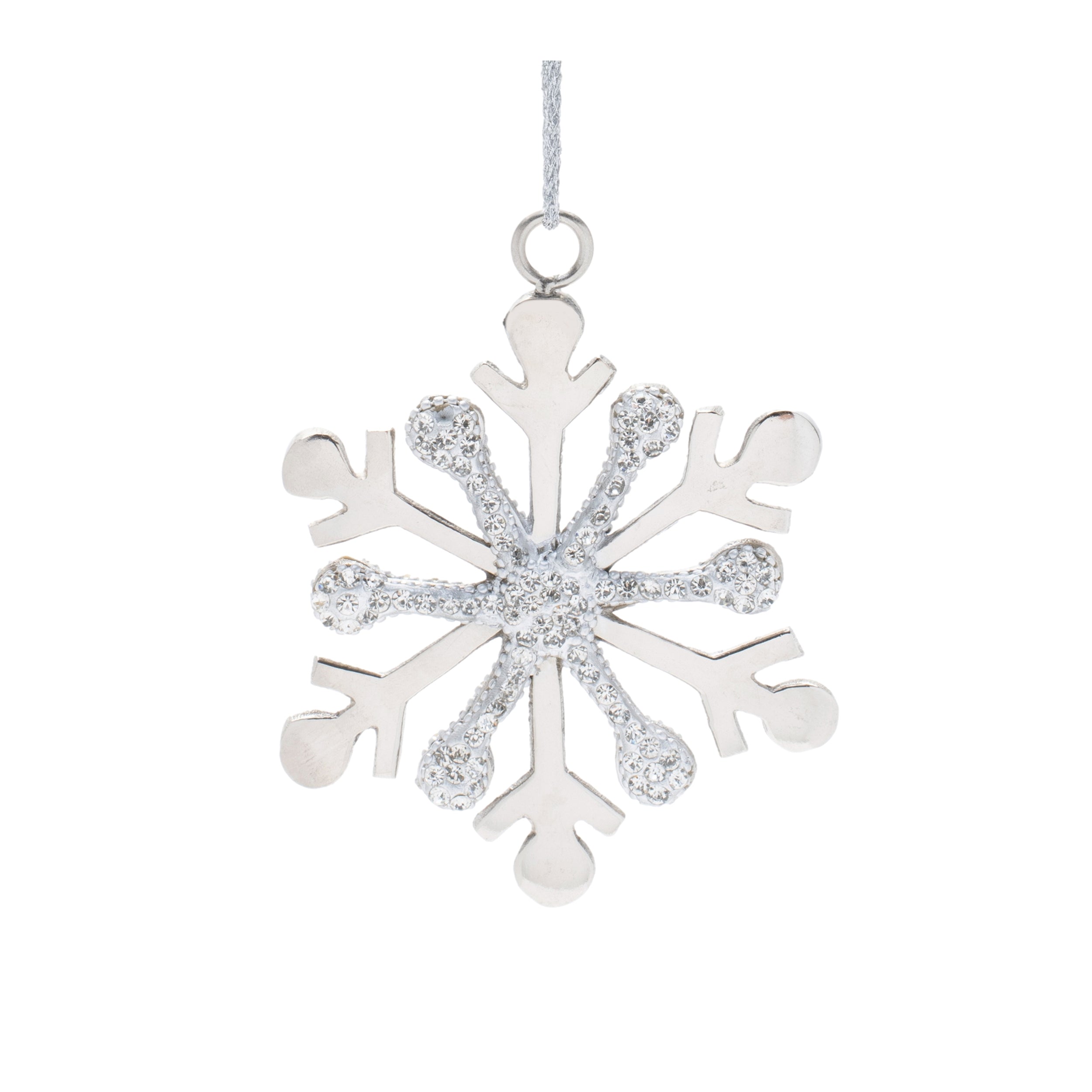 Jeweled Metal Snowflake Ornament (Set of 2)