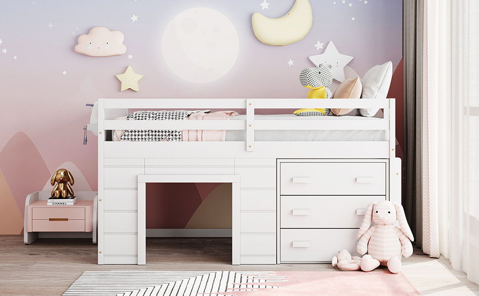 Loft Bed With Cabinet And Shelf