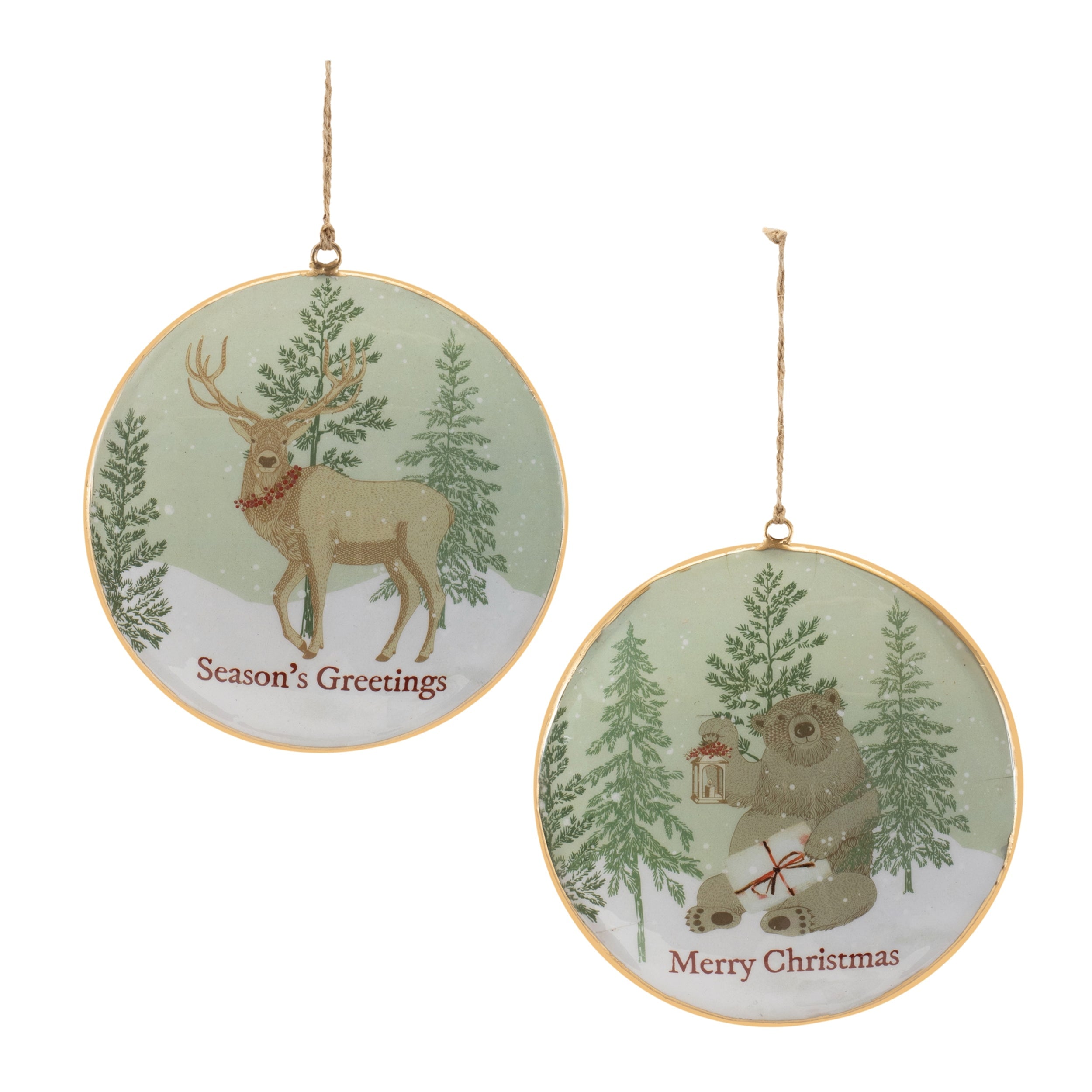Woodland-christmas-sentiment-disc-ornament-(set-of-6)-Christmas-Ornaments