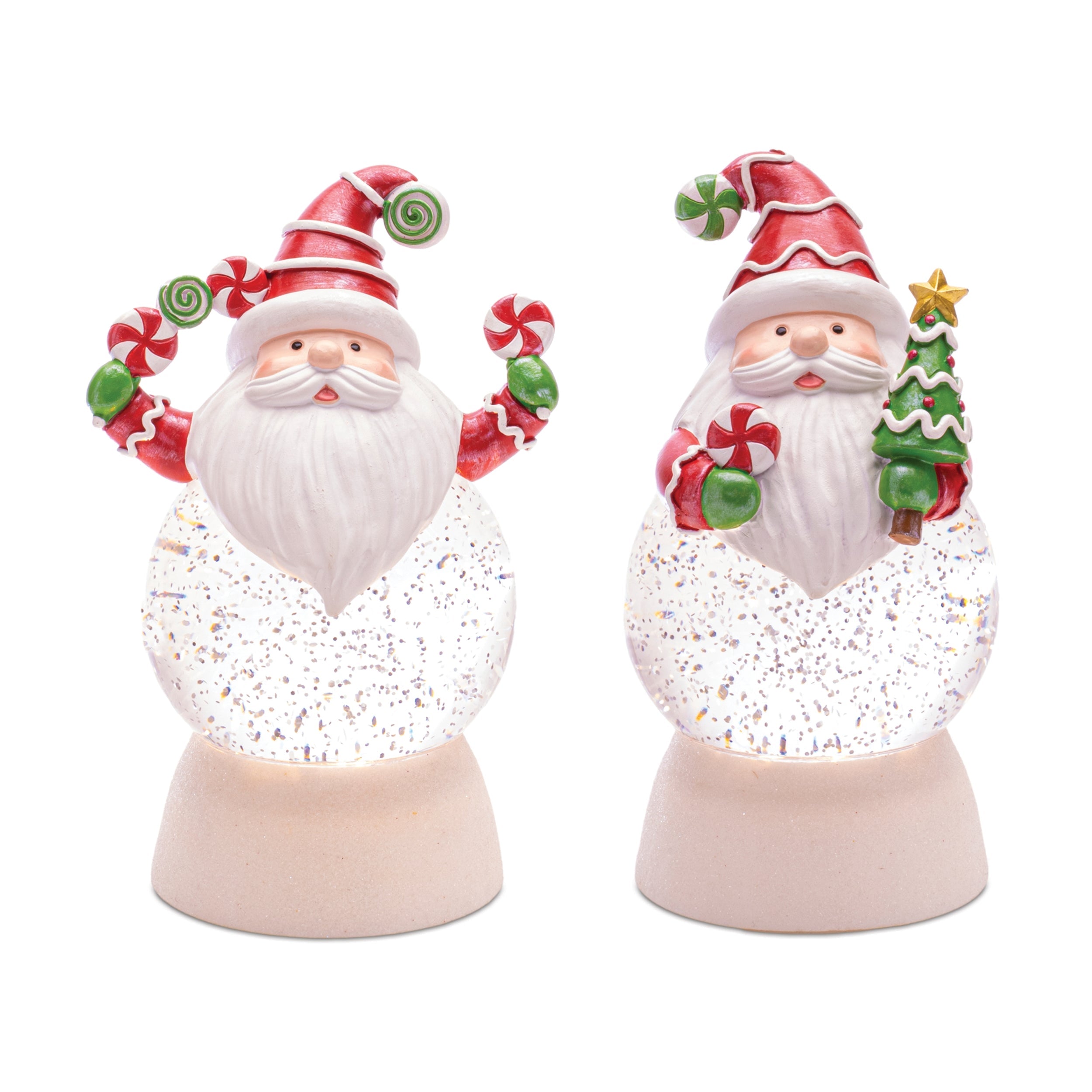 LED-Peppermint-Santa-Snow-Globe-(Set-of-2)-Christmas-Decor