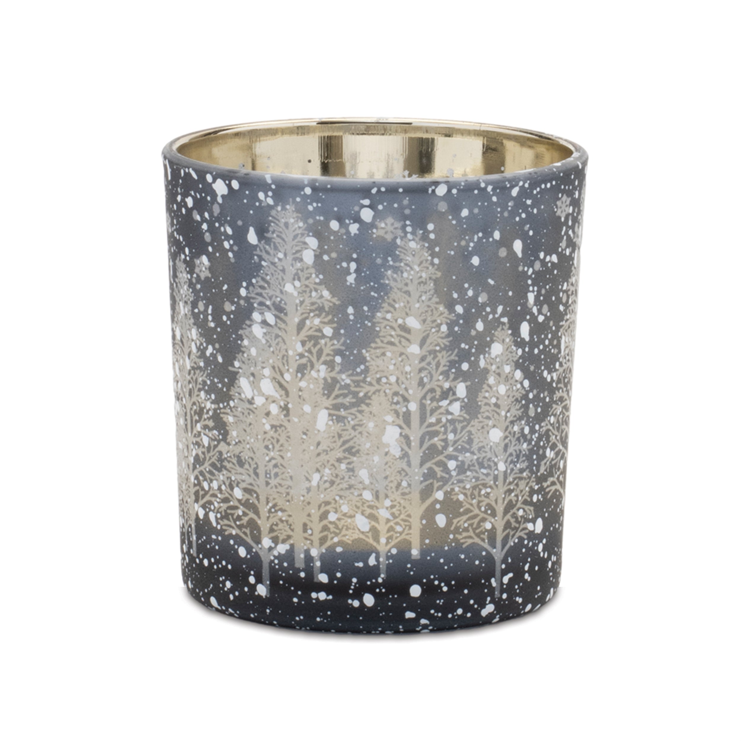 Navy Pine Tree Glass Votive Holder (Set of 3)