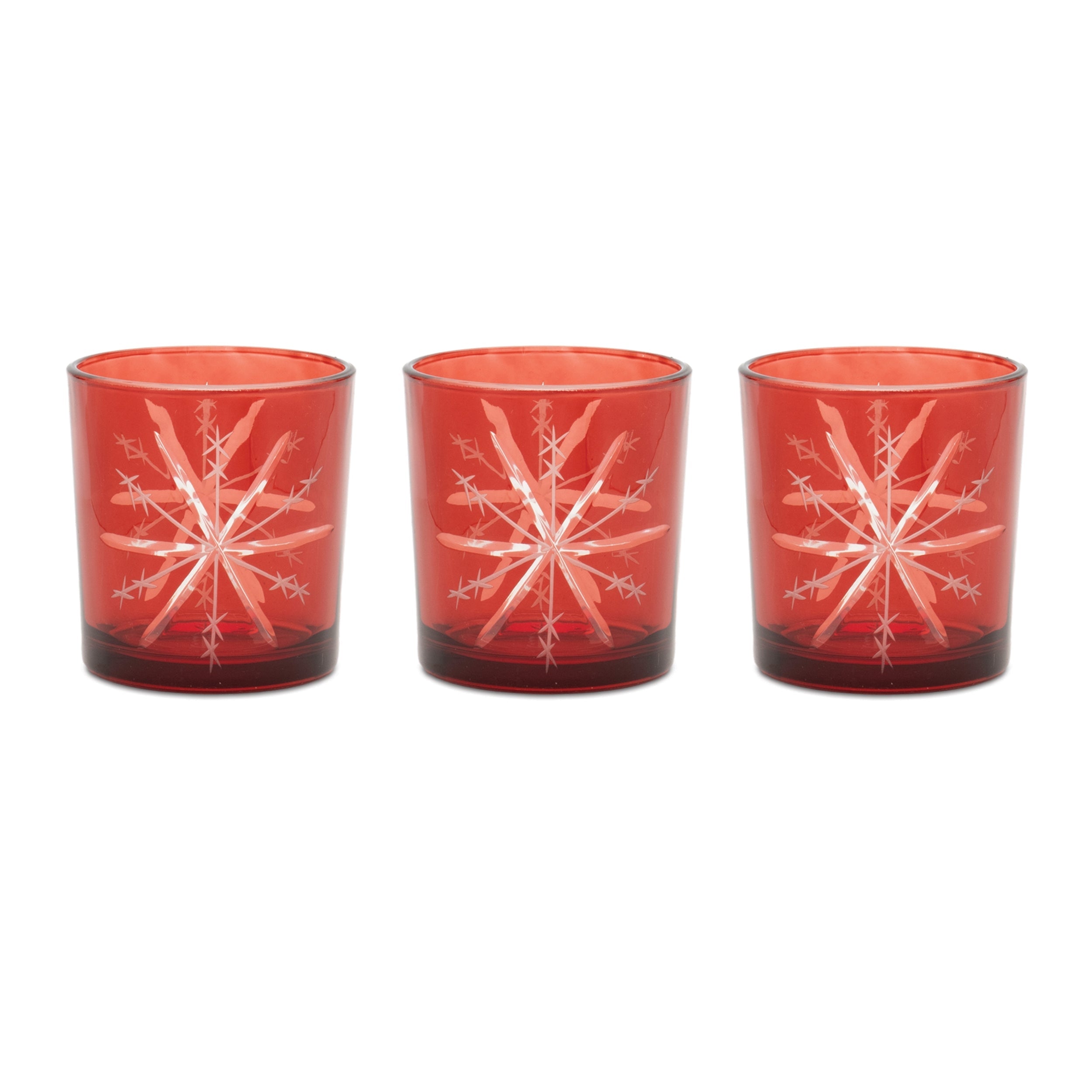 Glass snowflake votive holder (set of 3)