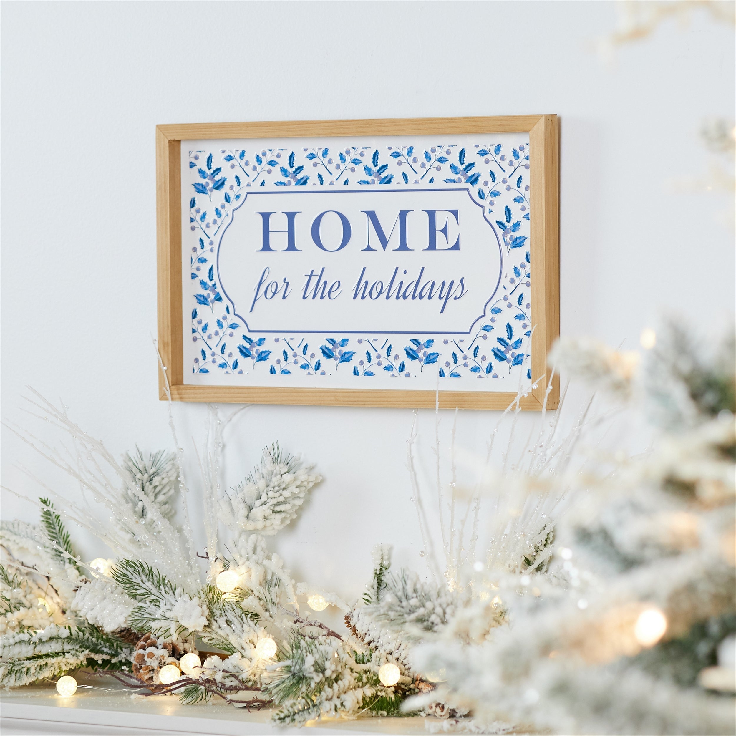 Framed Home for the Holidays Sign 15.5"L