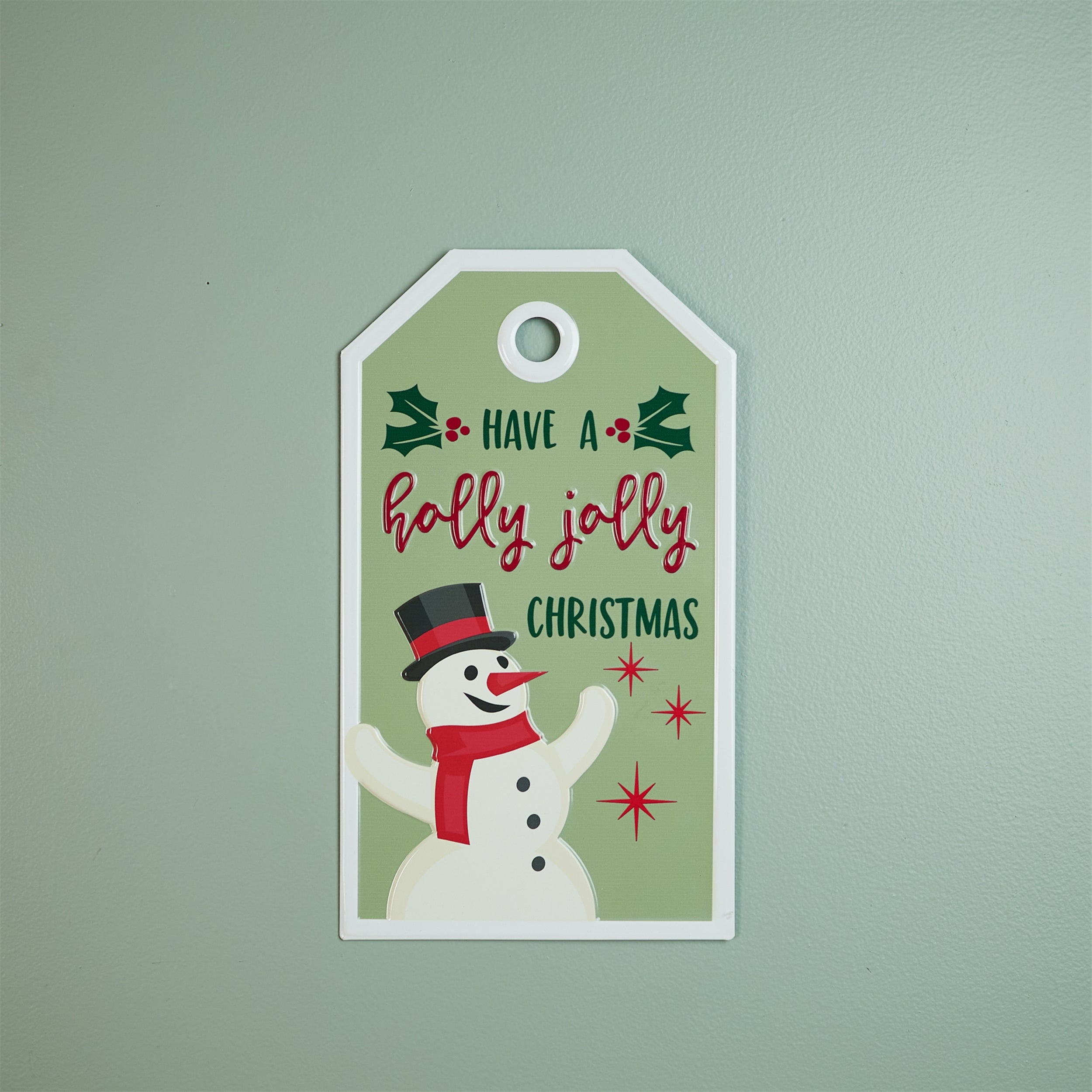 Metal Snowman Christmas Sentiment Tag 16"H