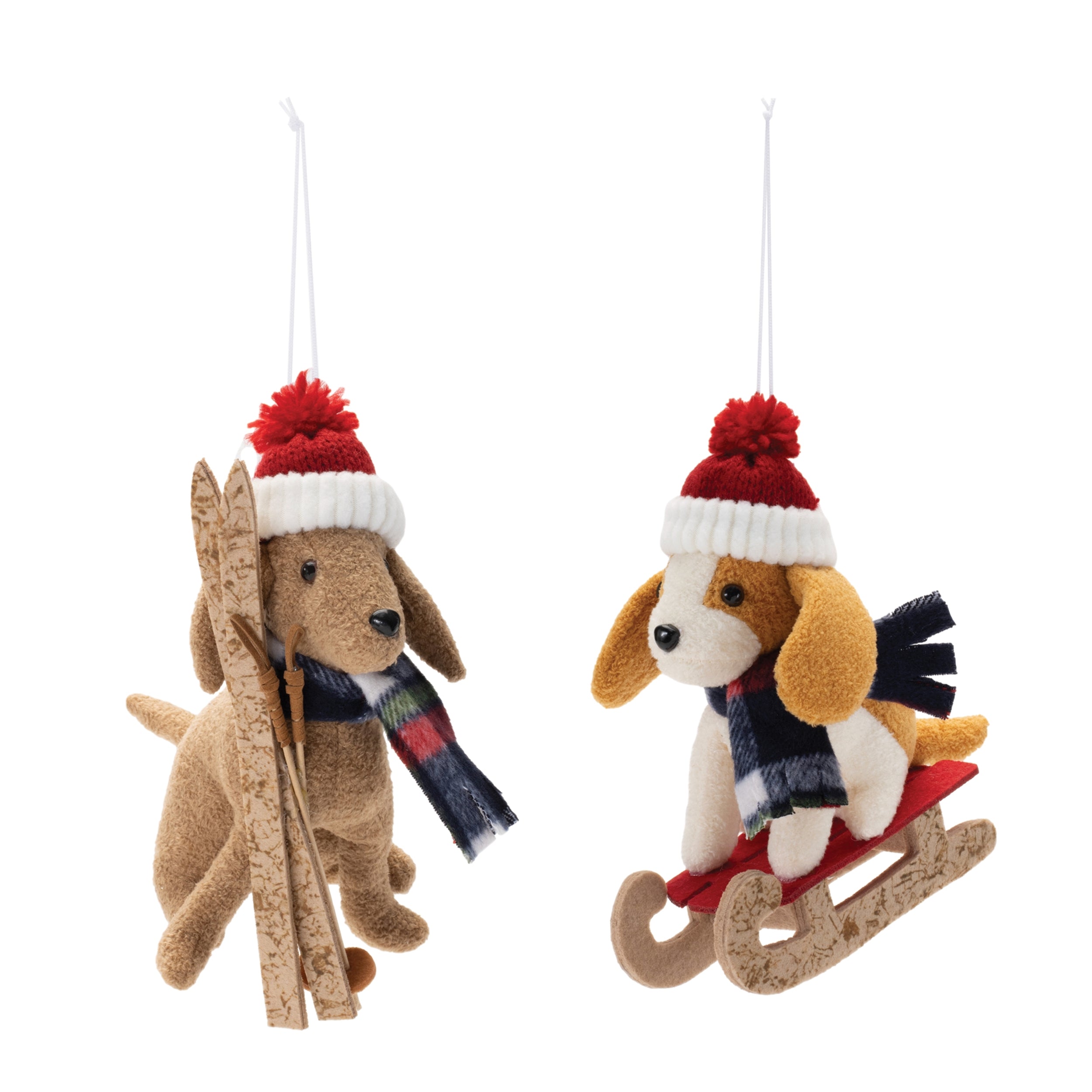 Plush Ski and Sled Dog Ornament (Set of 6)