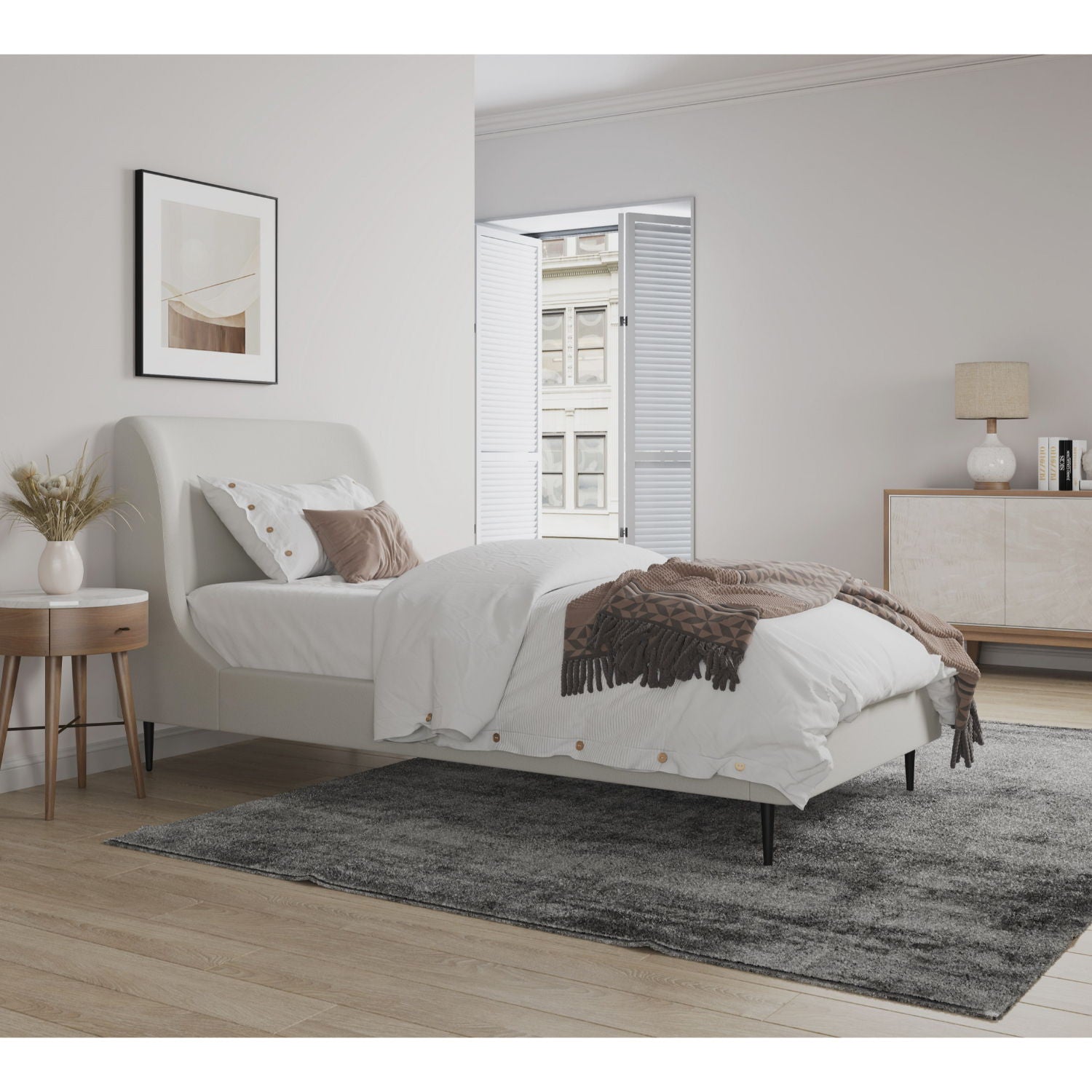 Heather - Upholstered Bed With Curved Headboard