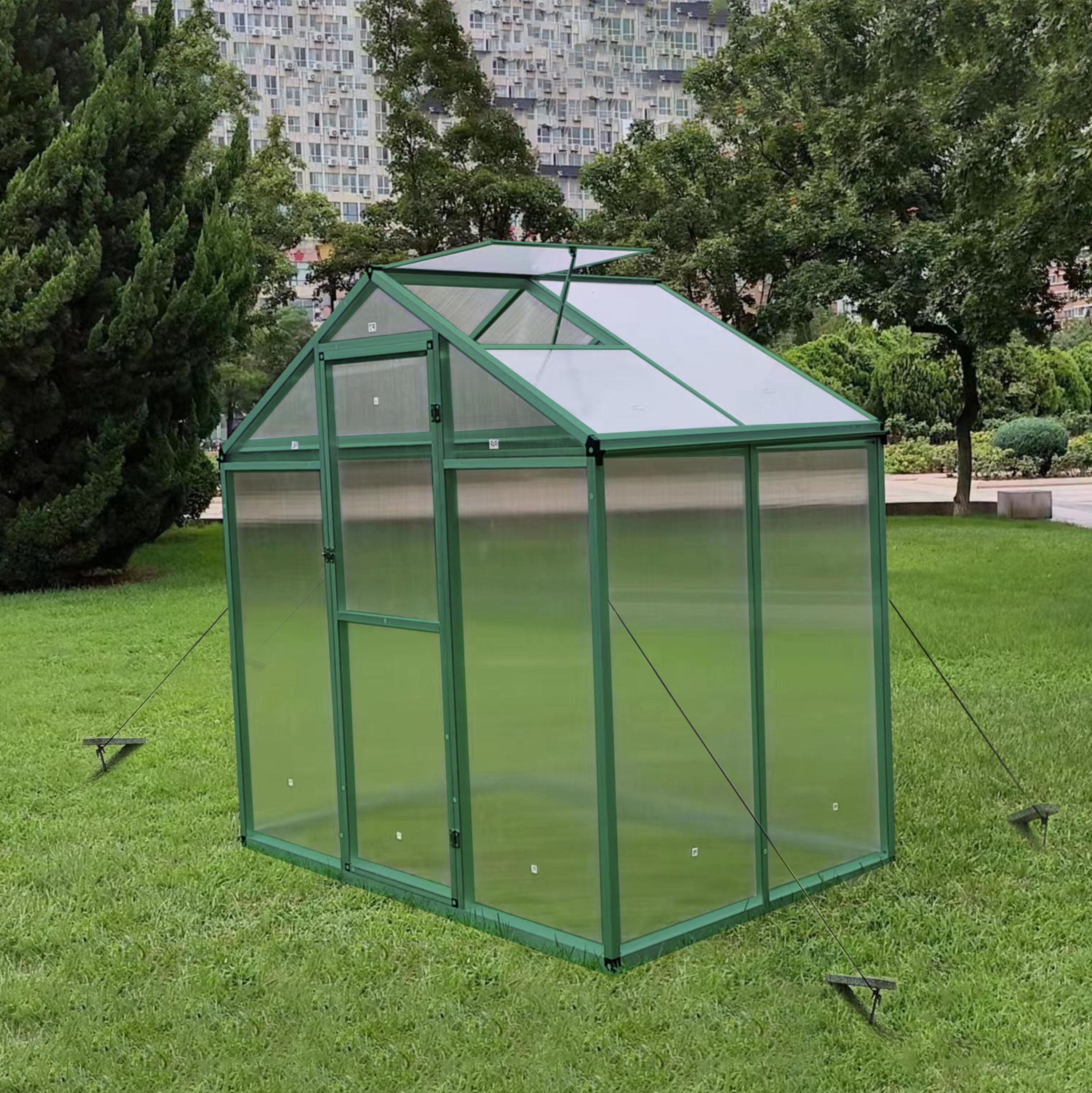 Polycarbonate Walk-In Greenhouse, Raised Base For Outdoor In All Season