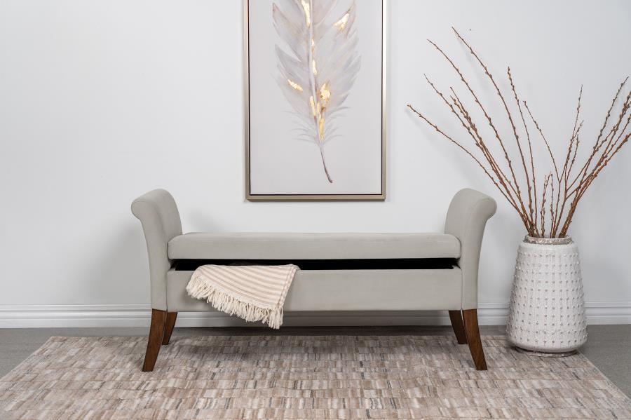 Farrah - Velvet Upholstered Rolled Arm Storage Bench