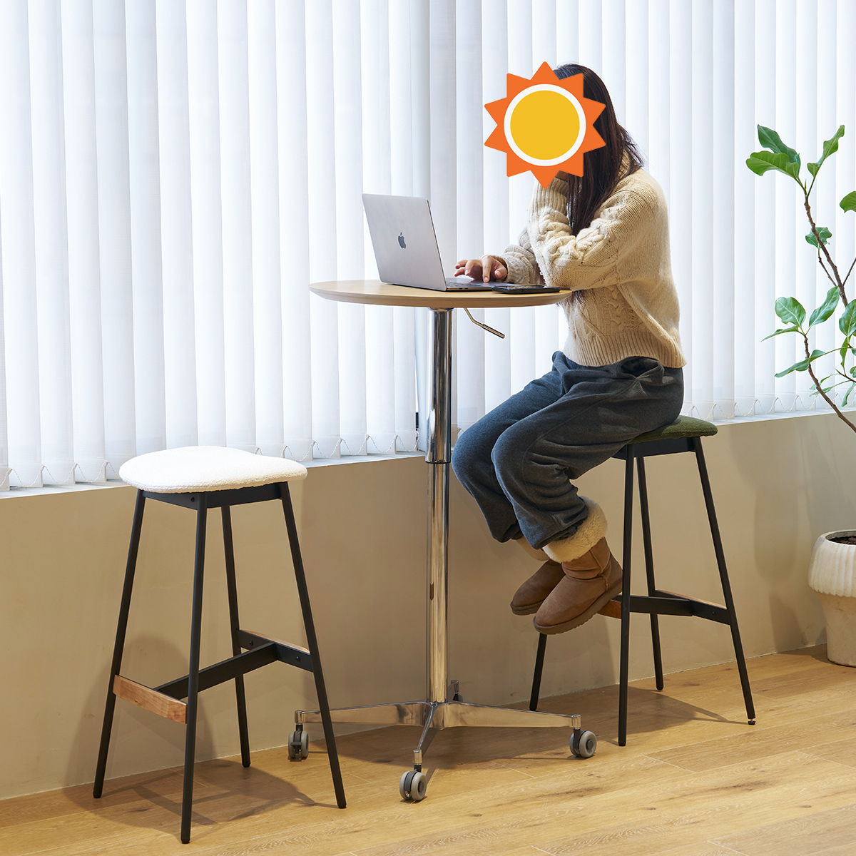 Movable, Adjustable 360 Swivel, Counter Bar Height Table