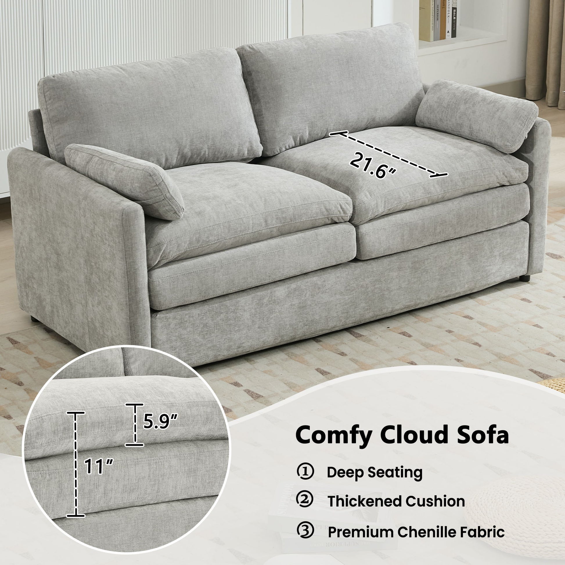 Cozy Upholstered Plush Cushion Loveseat Sofa For Living Room - Best Buy Furniture
