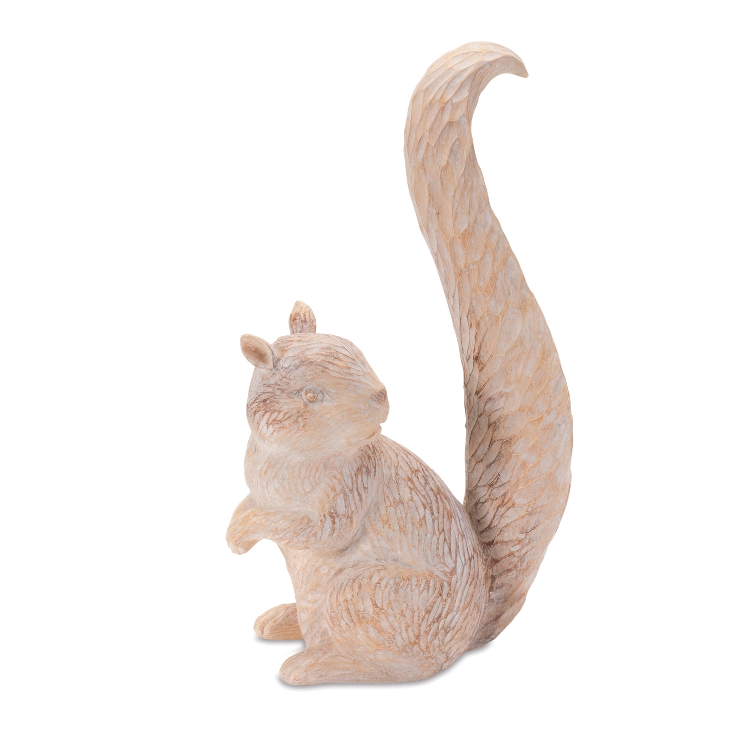 White Washed Etched Squirrel Figurine (Set of 2)