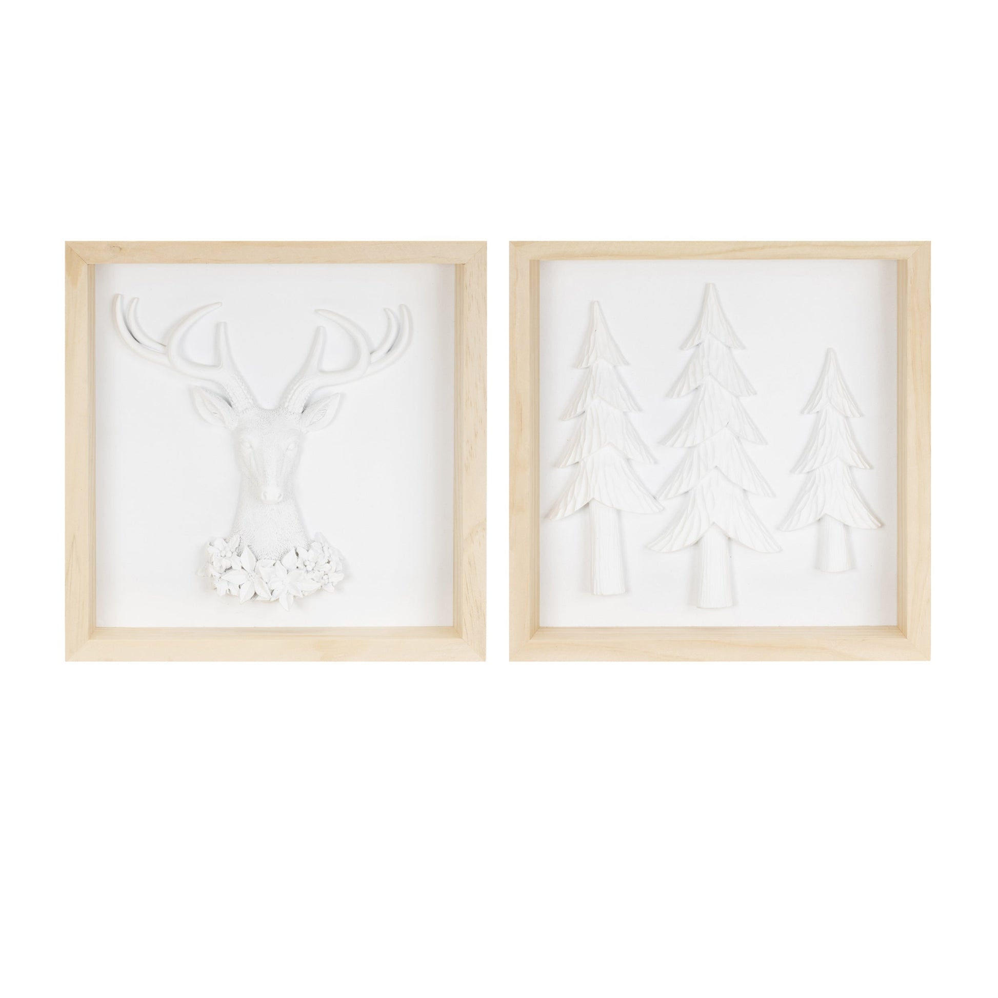 Framed-Holiday-Deer-and-Tree-Artwork-(Set-of-2)-Seasonal-&-Holiday-Decor
