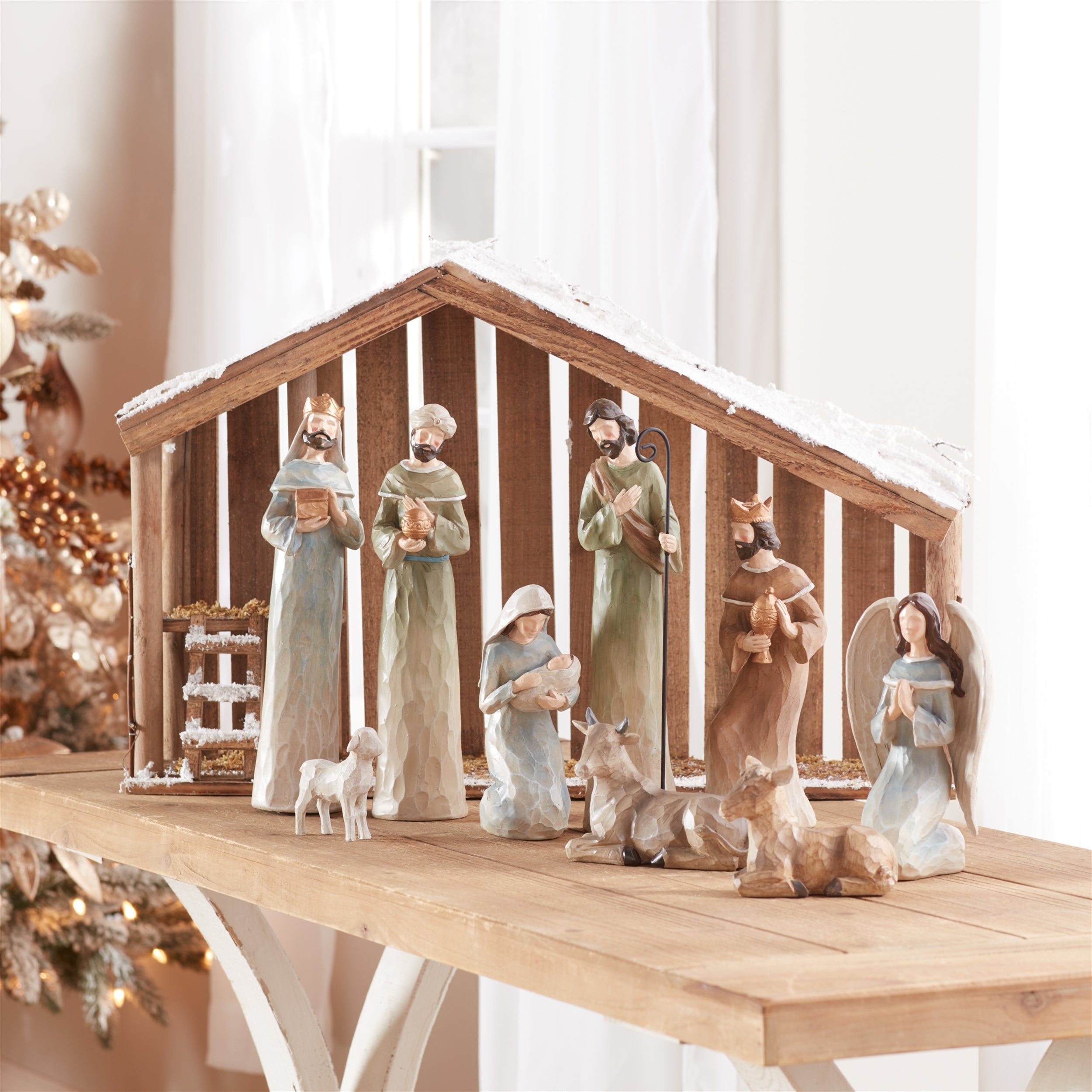 Modern Holiday Nativity Figurines (Set of 9)