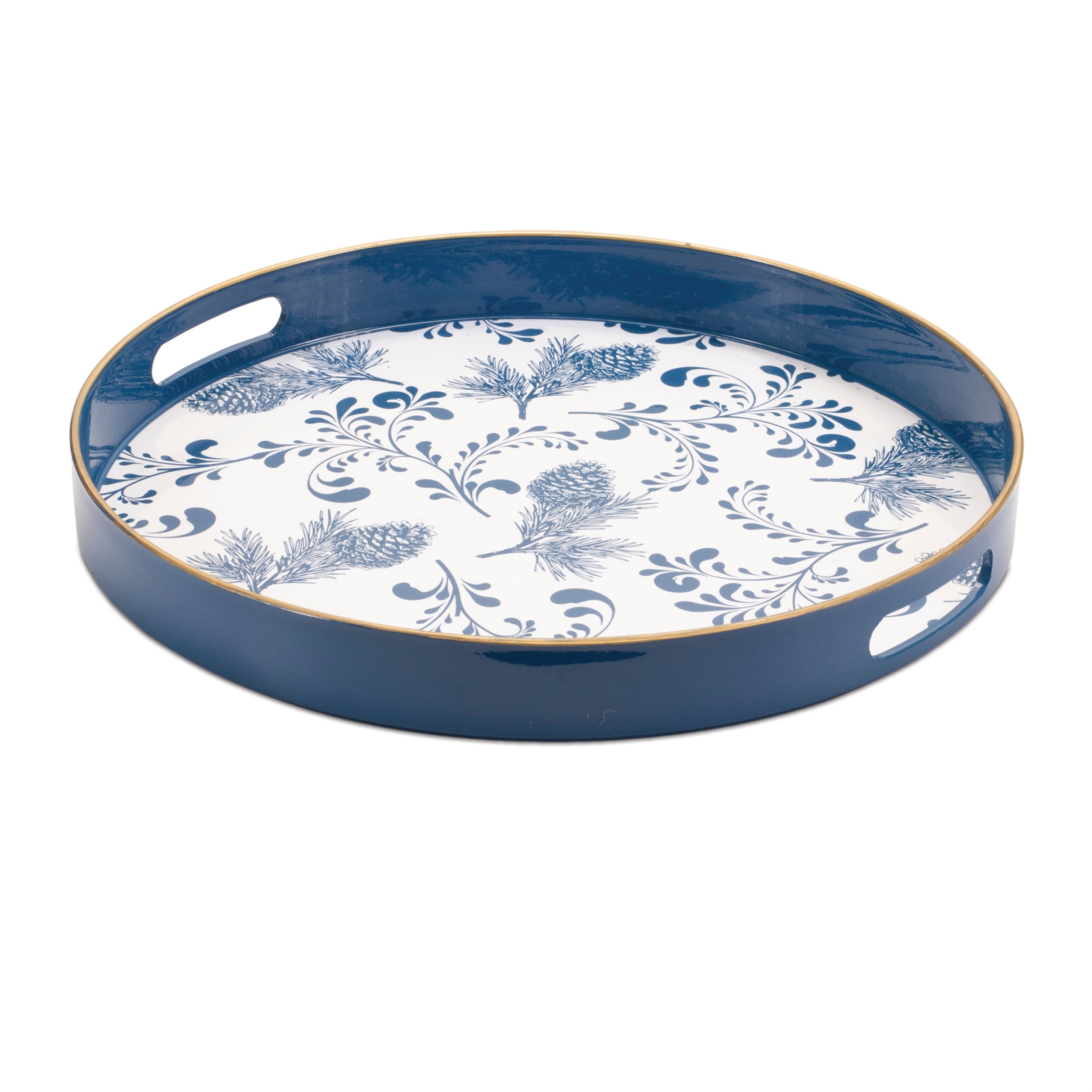 Round Pine Print Tray 13.5"H