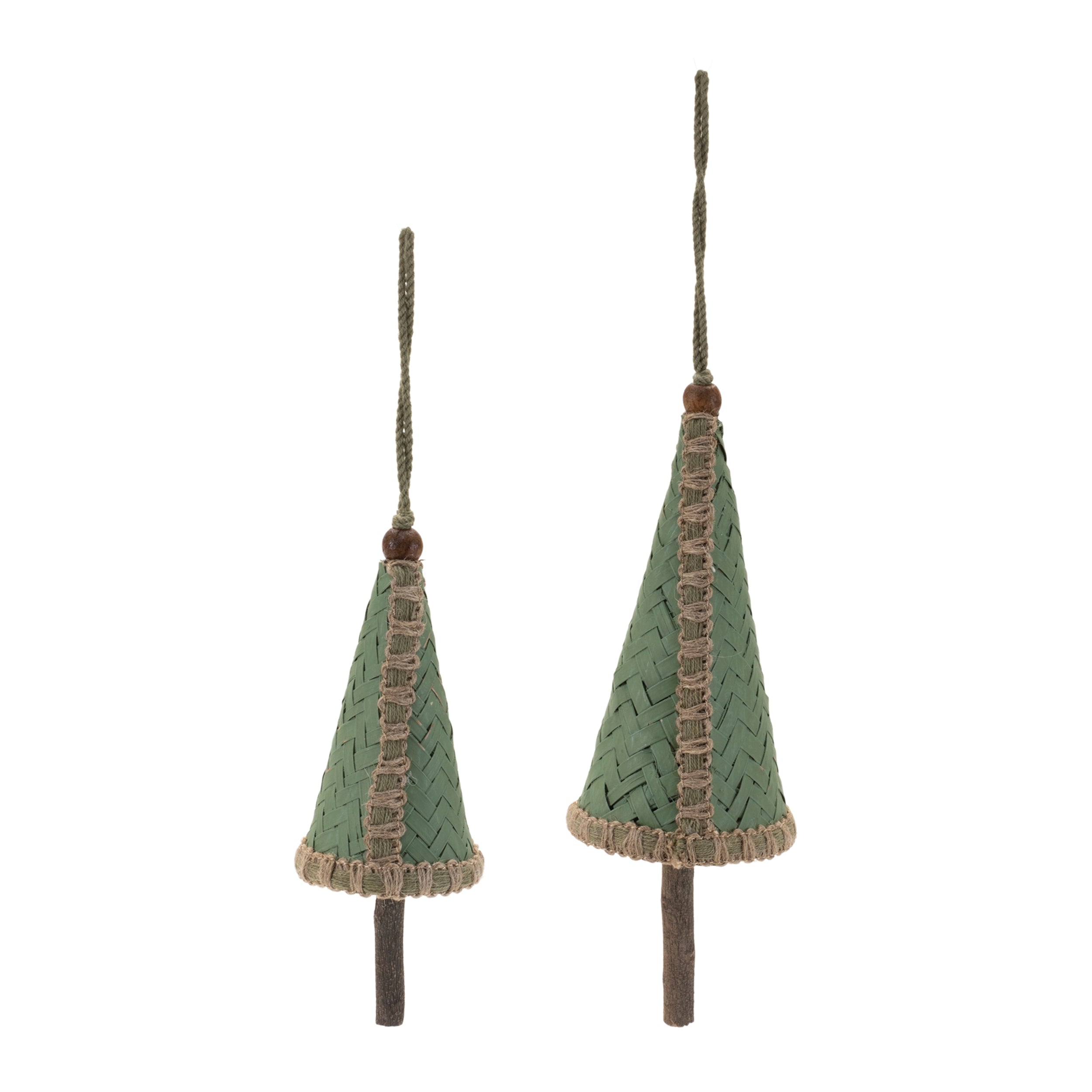 Woven Bamboo Pine Tree Ornament (Set of 4)