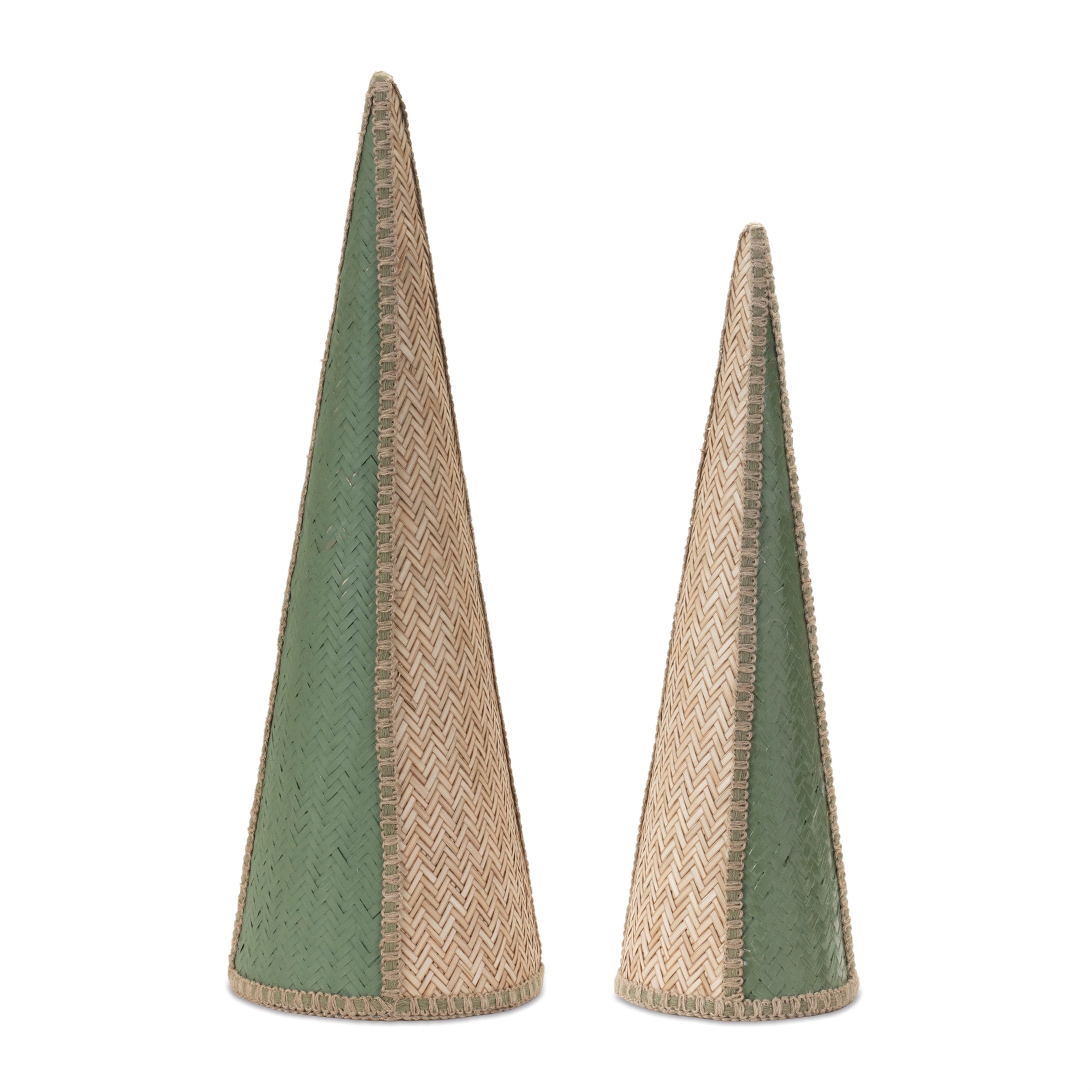 Woven-bamboo-cone-pine-tree-(set-of-2)-Christmas-Decor