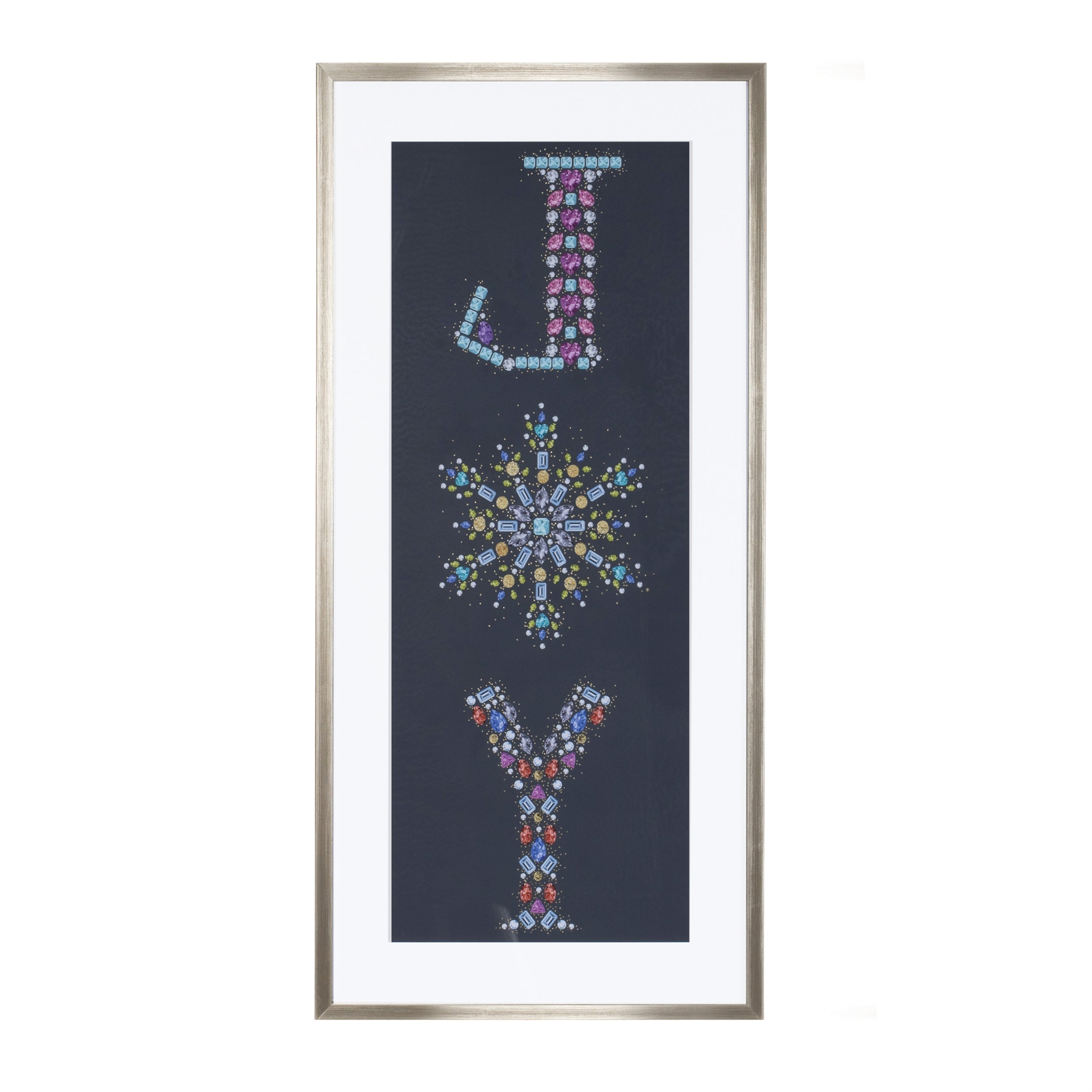 Holiday Jewel "Joy" Print Under Glass 23.5"H