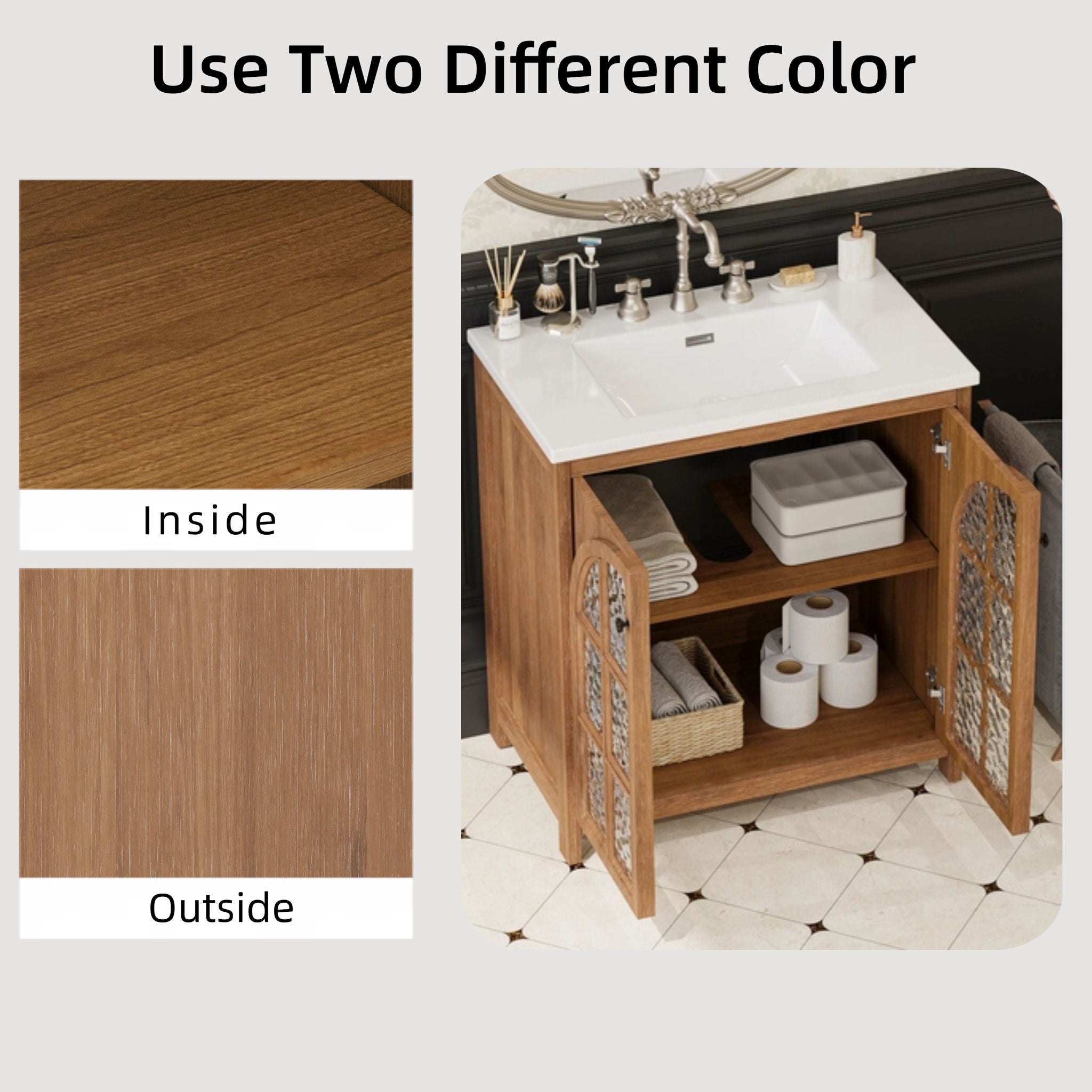 Vintage Farmhouse Bathroom Vanity With Ceramic Sink