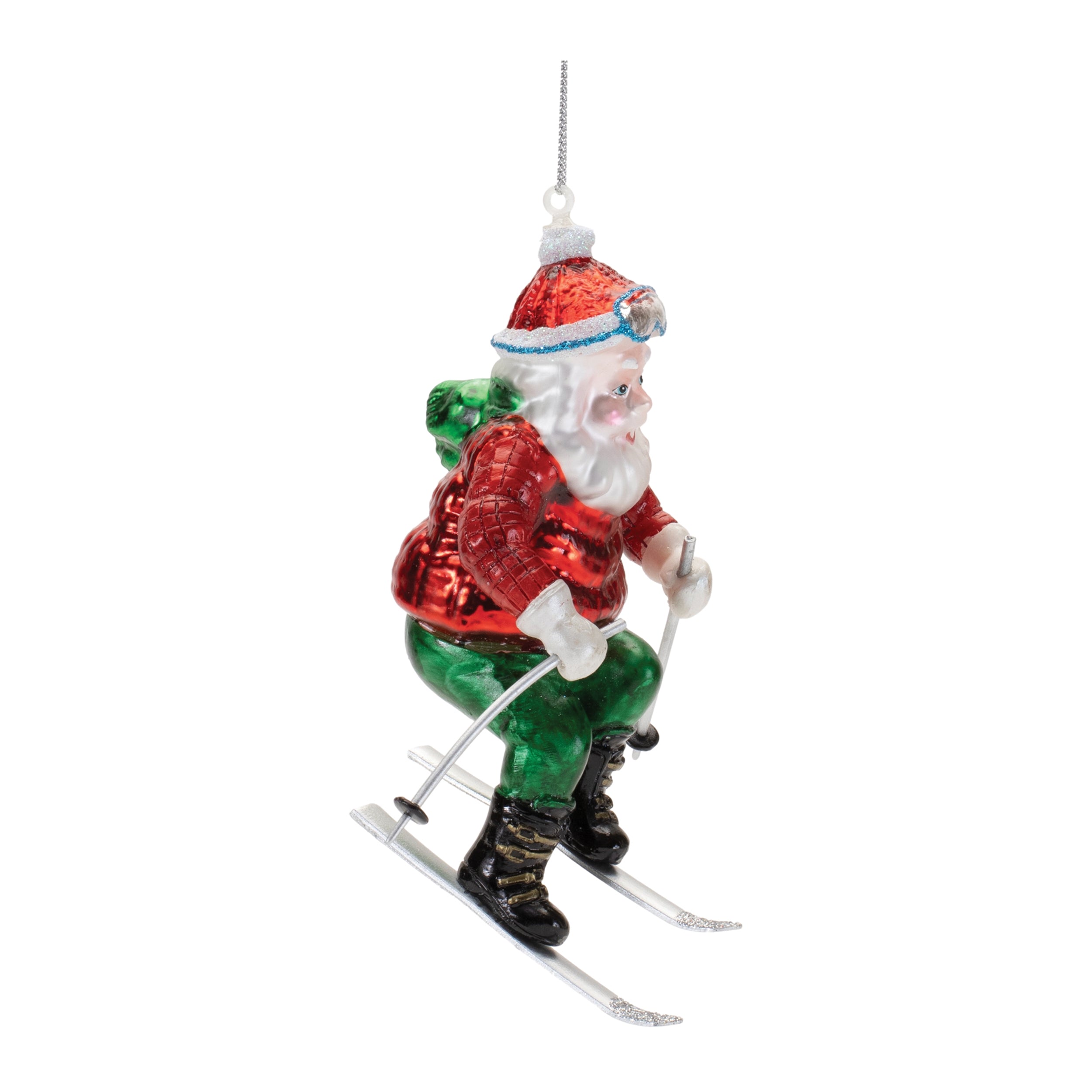 Glass Skiing Santa Oranment (Set of 6)