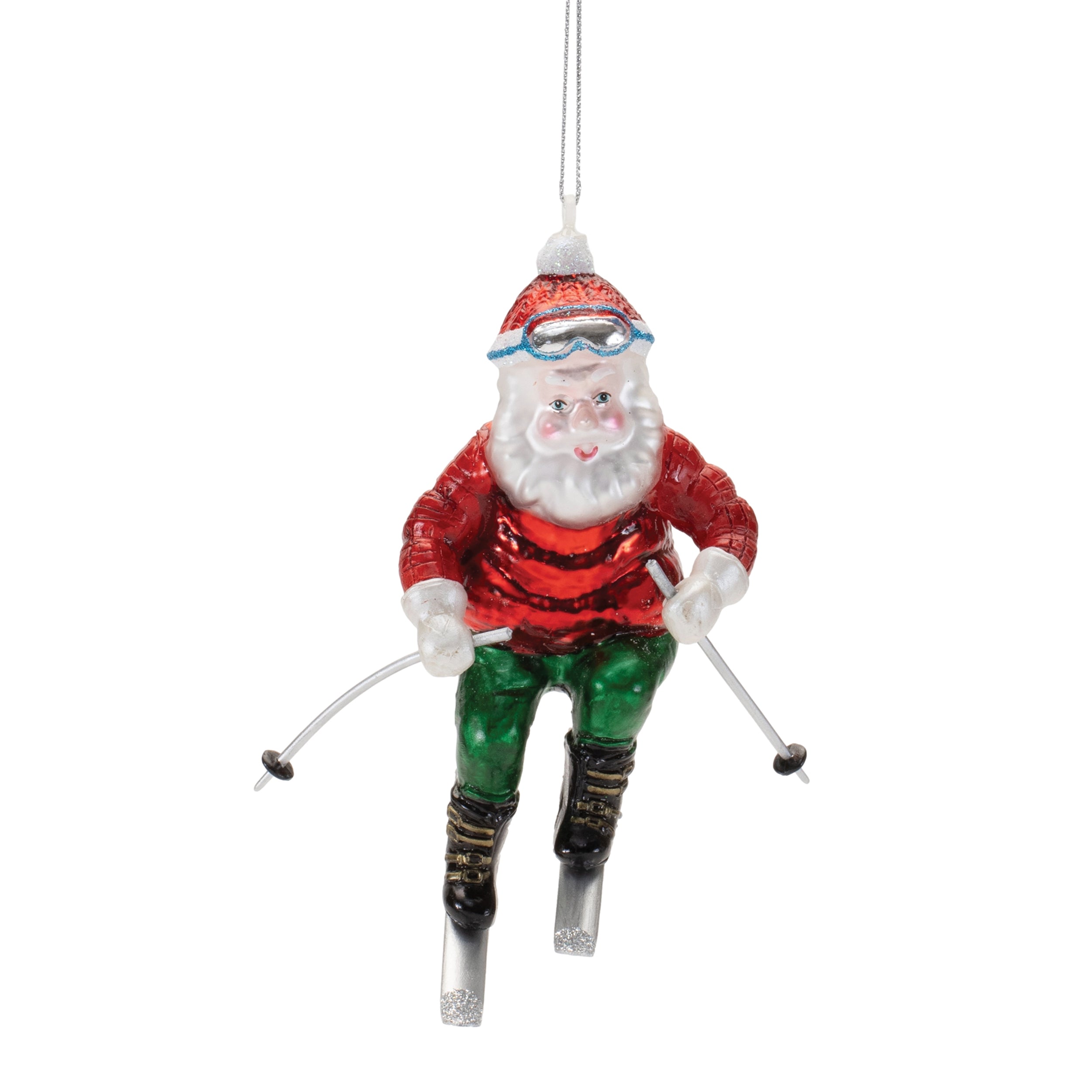 Glass Skiing Santa Oranment (Set of 6)