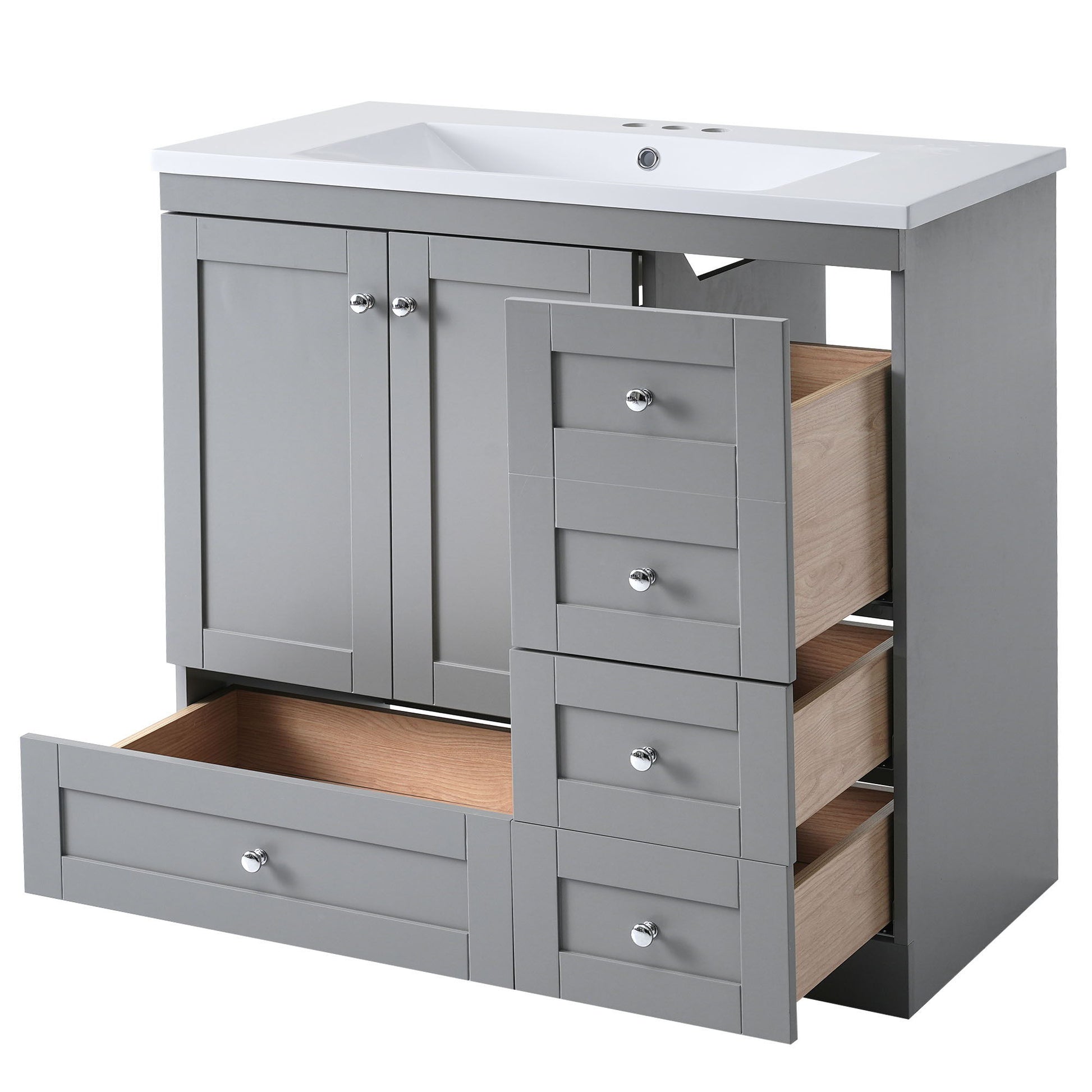 Shaker Free Standing Bathroom Vanity Cabinet With Sink, Soft Close Drawers, Soft Close Doors - Best Buy Furniture