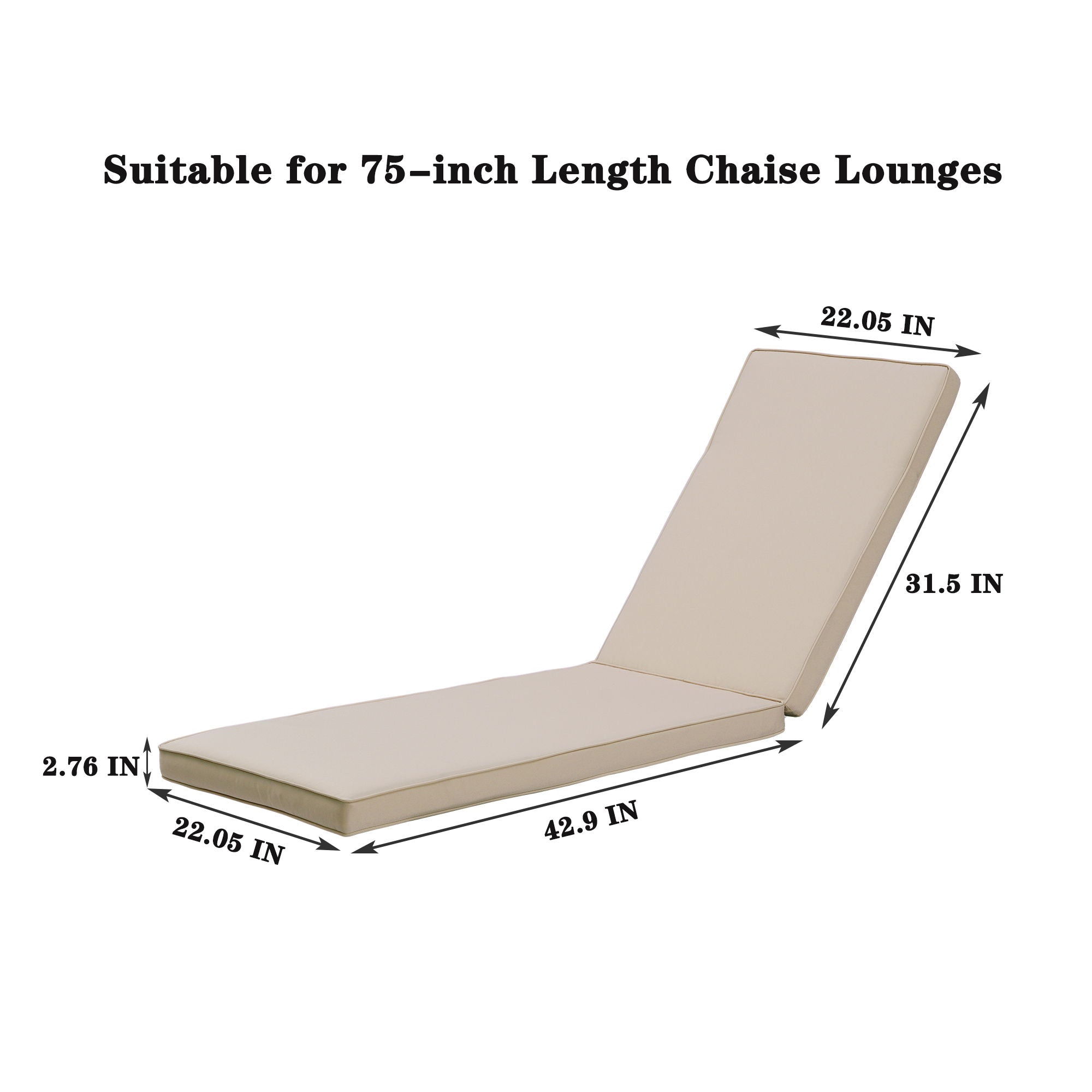 Outdoor Lounge Chair Cushion Replacement Patio Funiture Seat Cushion Chaise