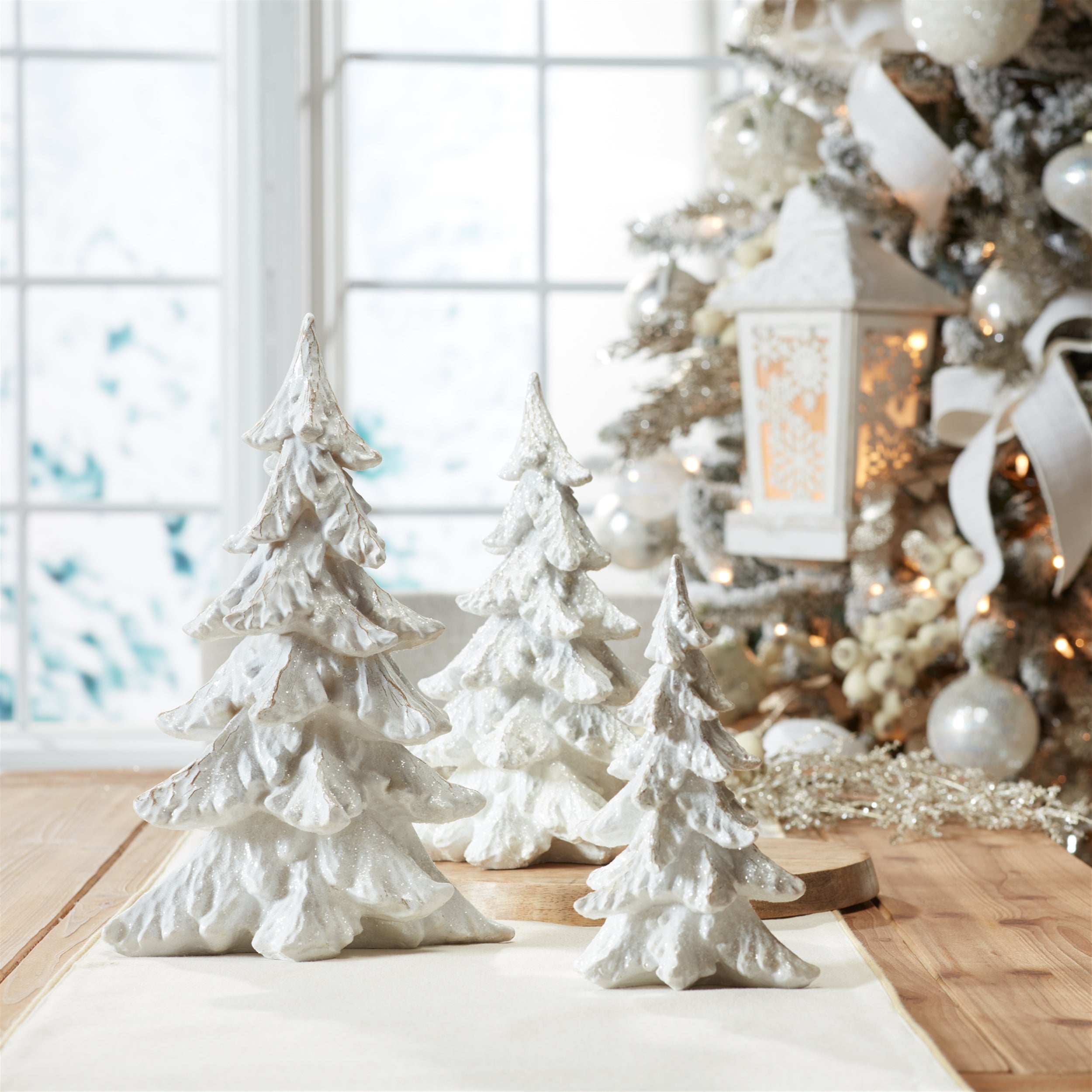 Glittered Pine Tree (Set of 3)