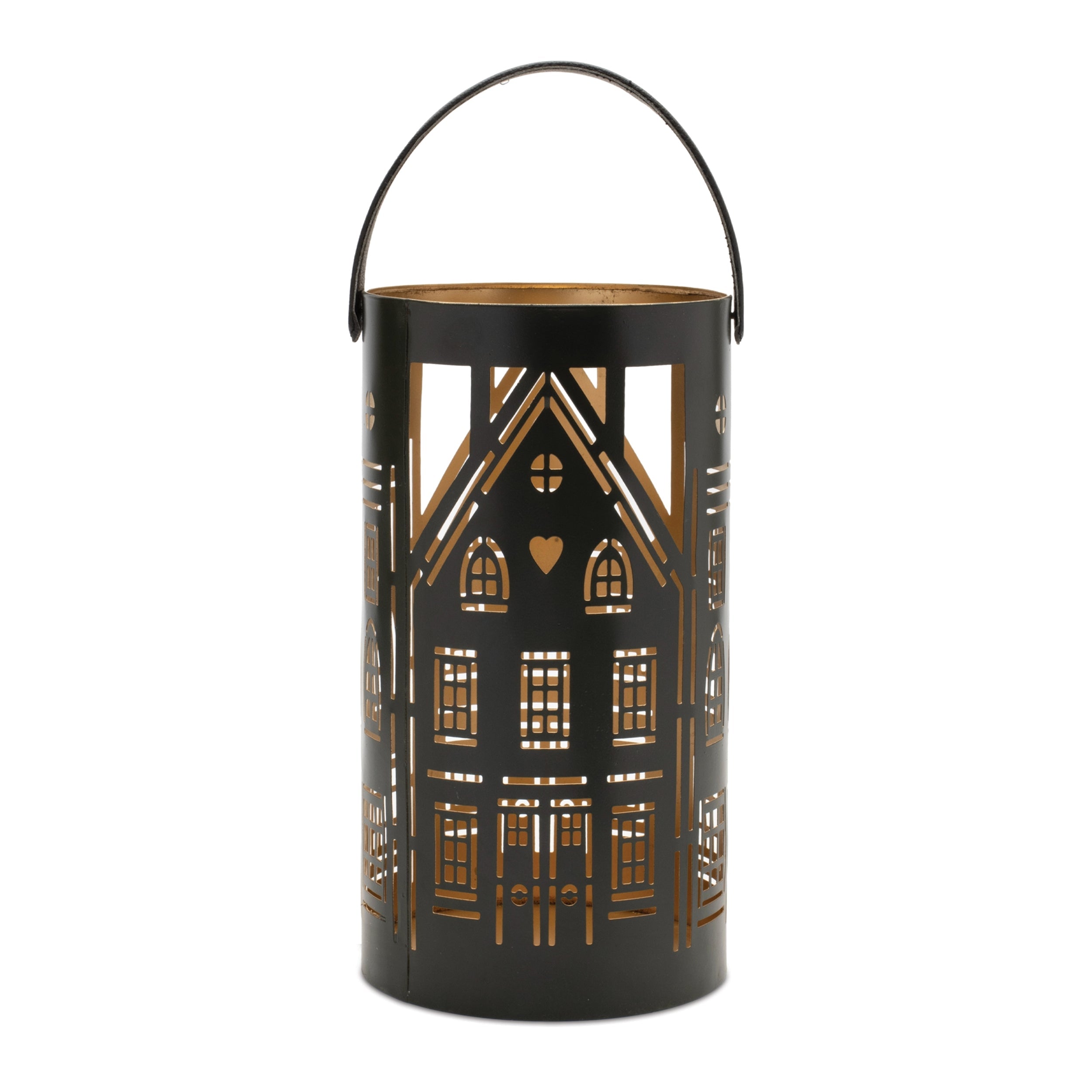 Punched metal house lantern (set of 3)