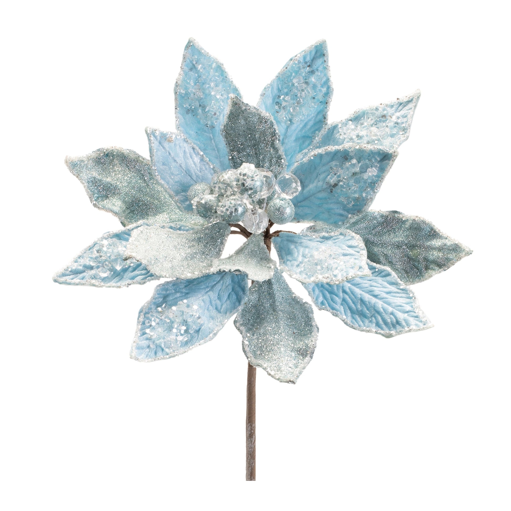 Beaded-Poinsettia-Flower-Stem-(Set-of-6)-Artificial-Flowering-Plants