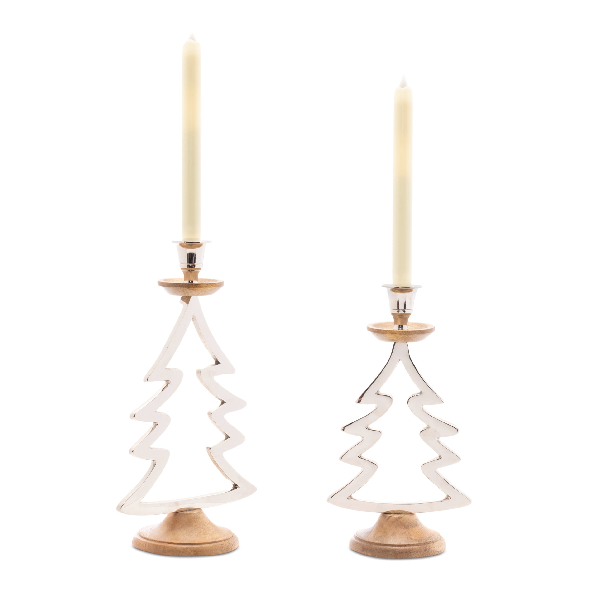 Pine-tree-outline-taper-candle-holder-(set-of-2)-Candle-Holders