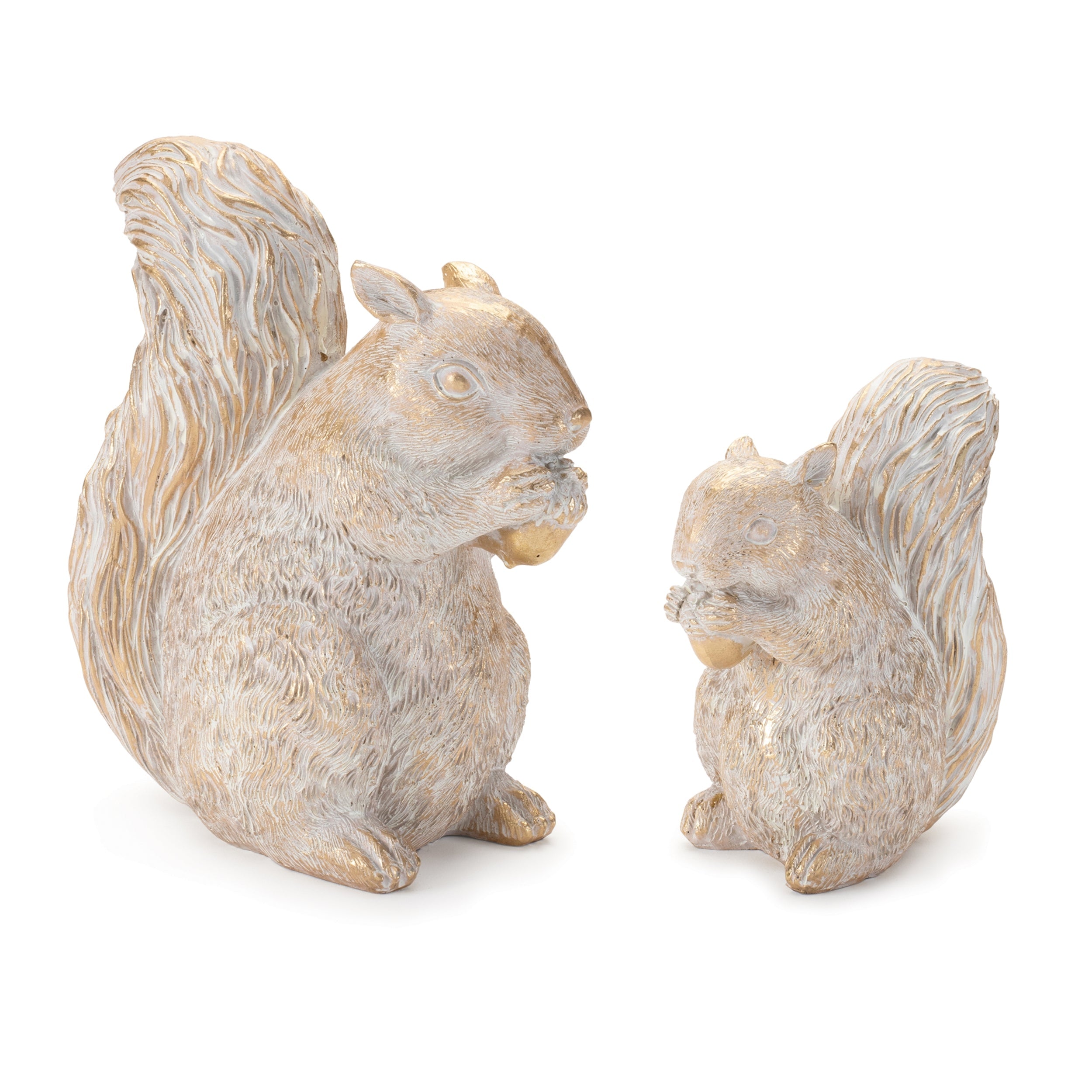 Etched-squirrel-with-acorn-figurine-(set-of-2)-Christmas-Decor