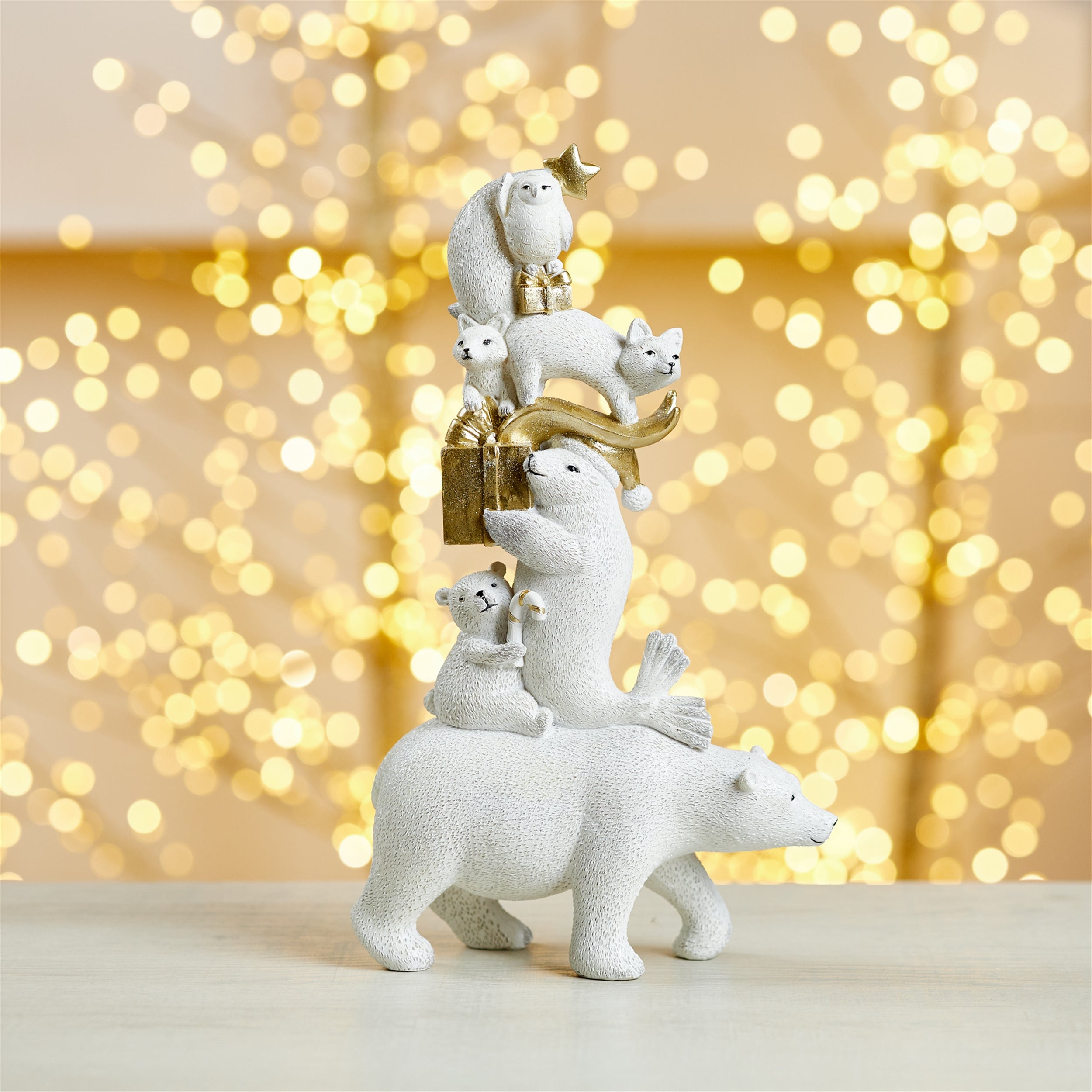 Winter animal stack statue (set of 6)