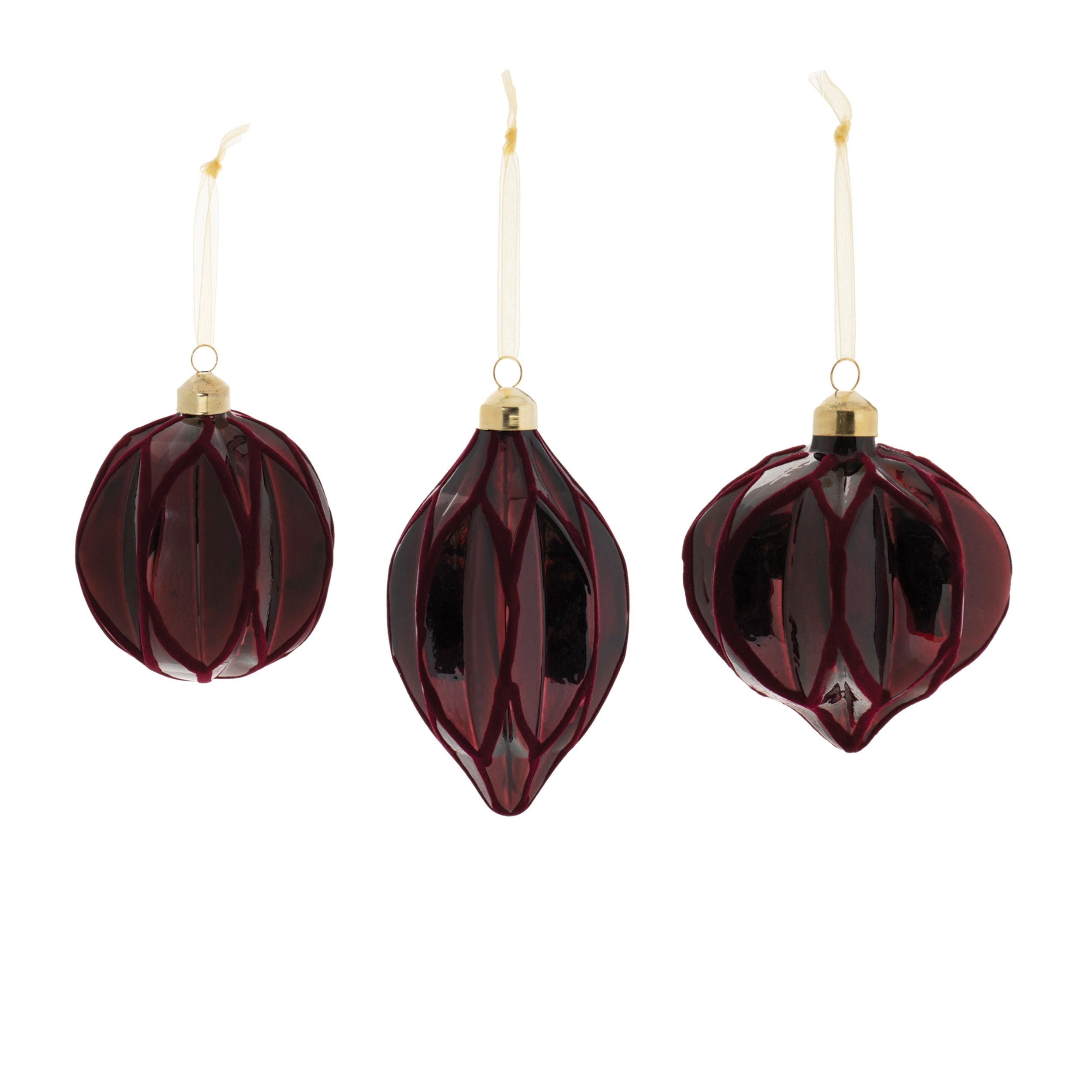 Velvet glass ornament (set of 6)