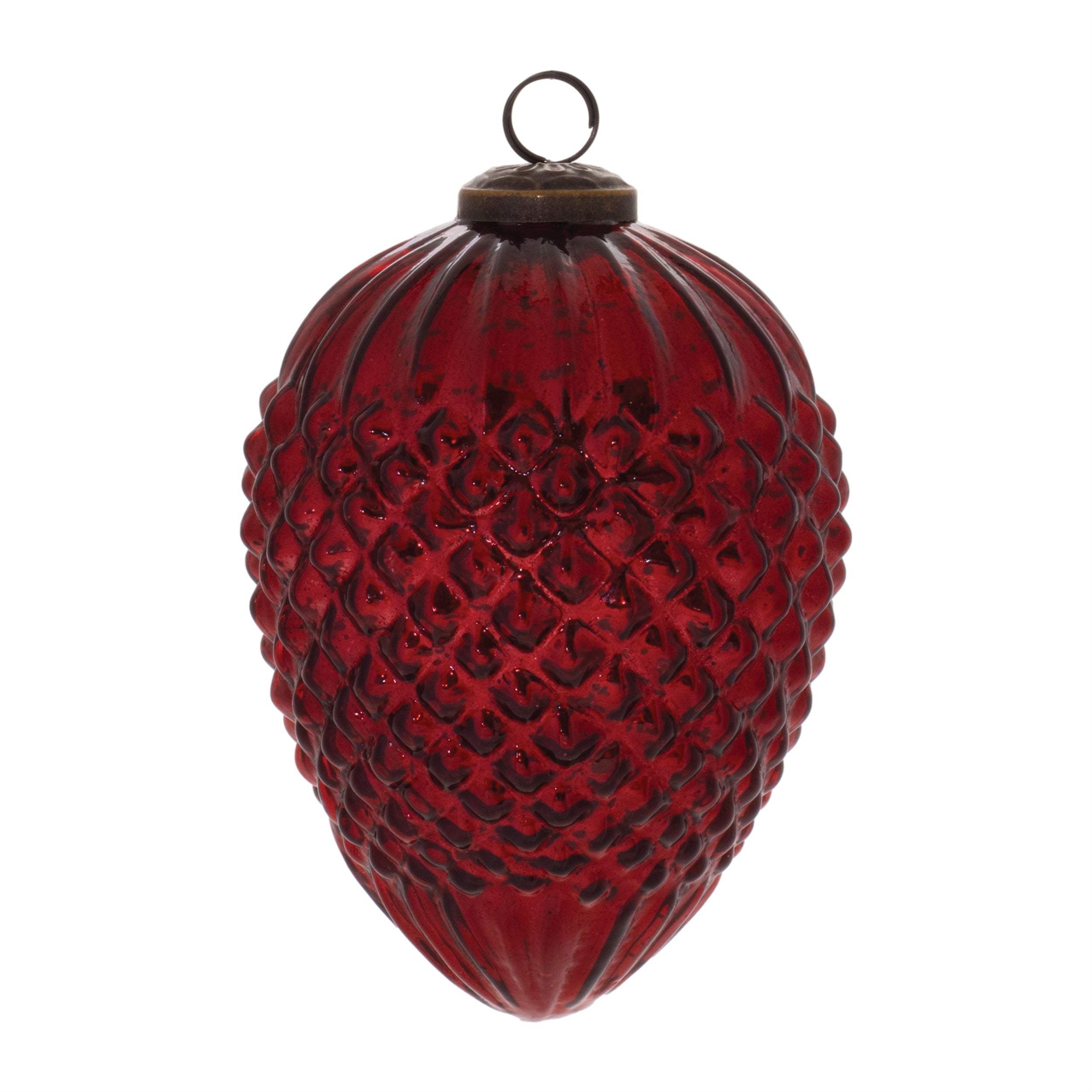 Hobnail-Glass-Cone-Ornament-(Set-of-2)-Christmas-Ornaments