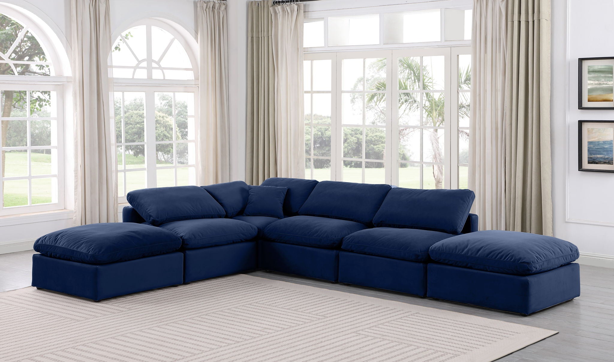 Indulge - Velvet 6 Piece Modular Armless Sectional
