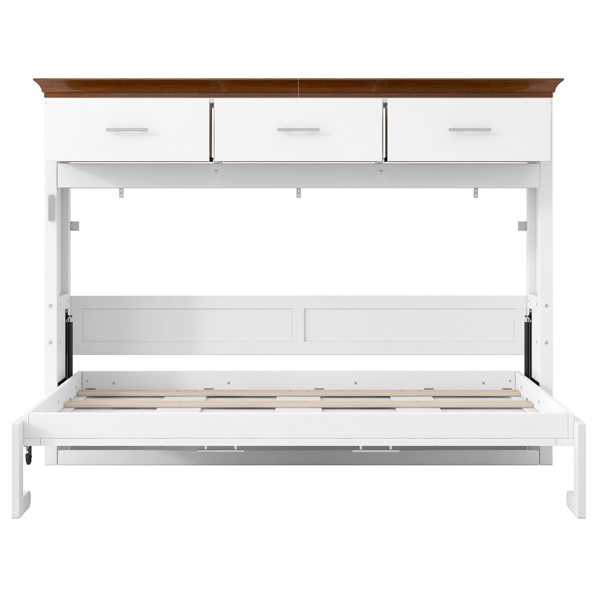 Twin Size Murphy Bed With 3 Drawers - White