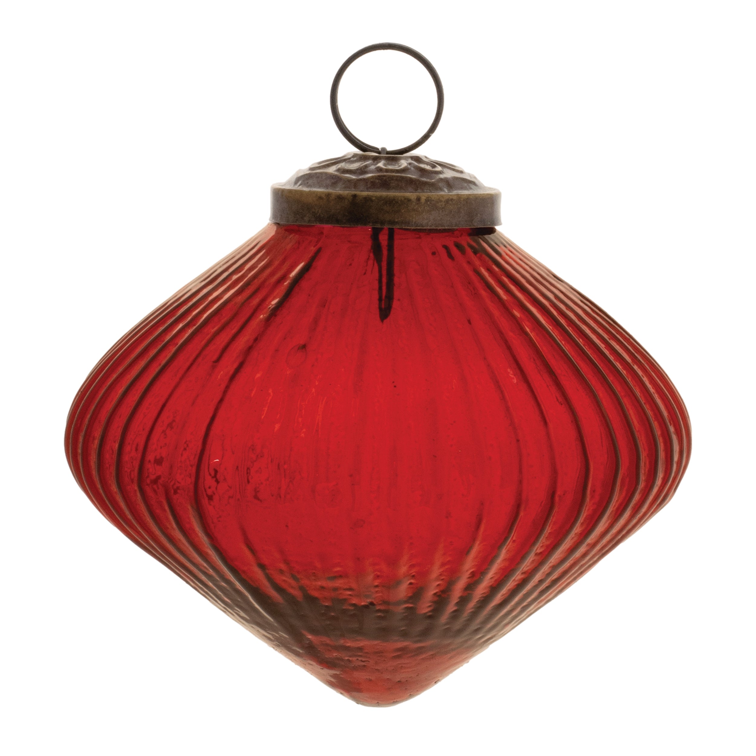 Ribbed Glass Diamond Ornament (Set of 12)