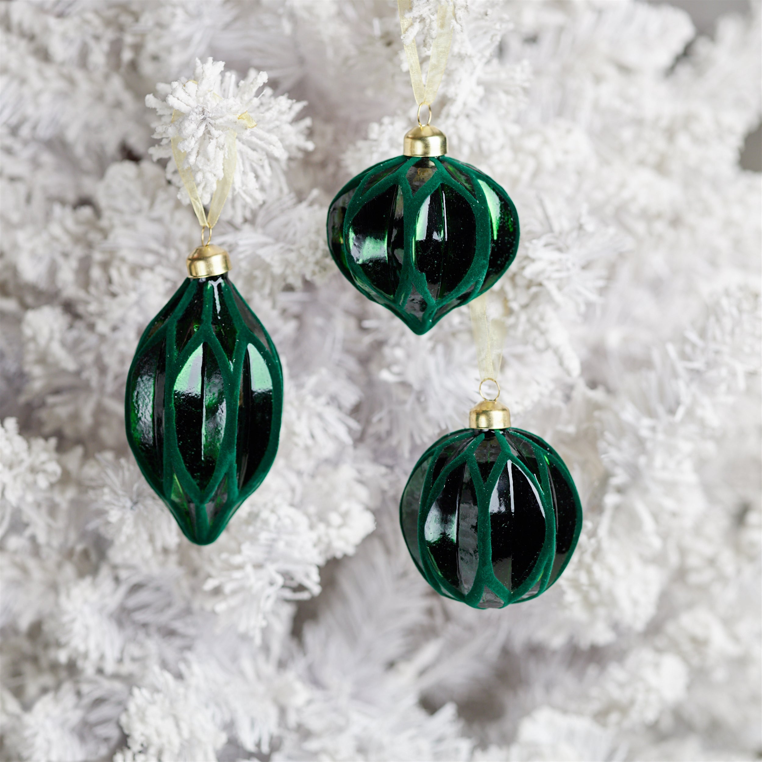 Velvet glass ornament (set of 6)