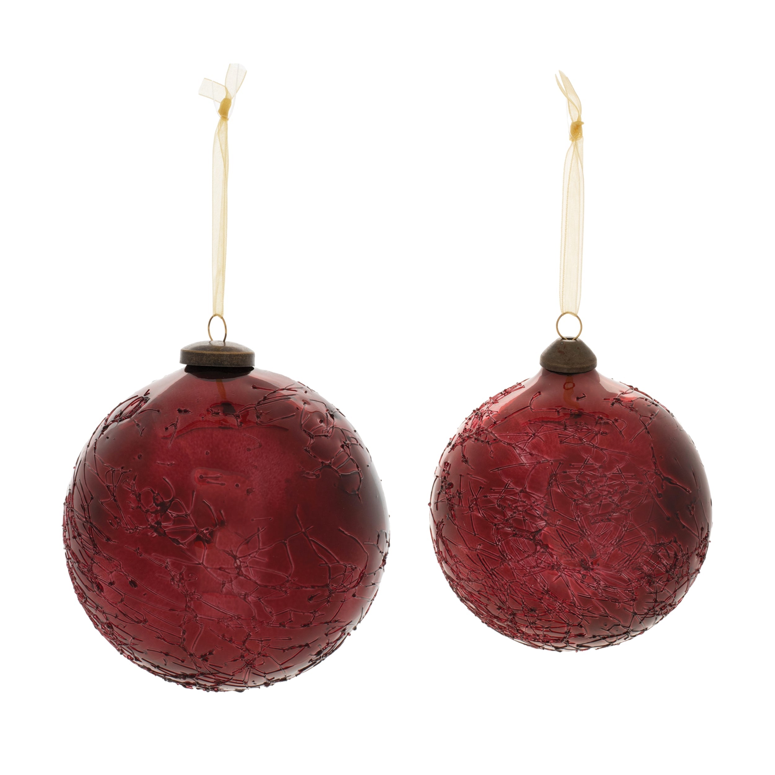 Crackled glass ball ornament (set of 4)