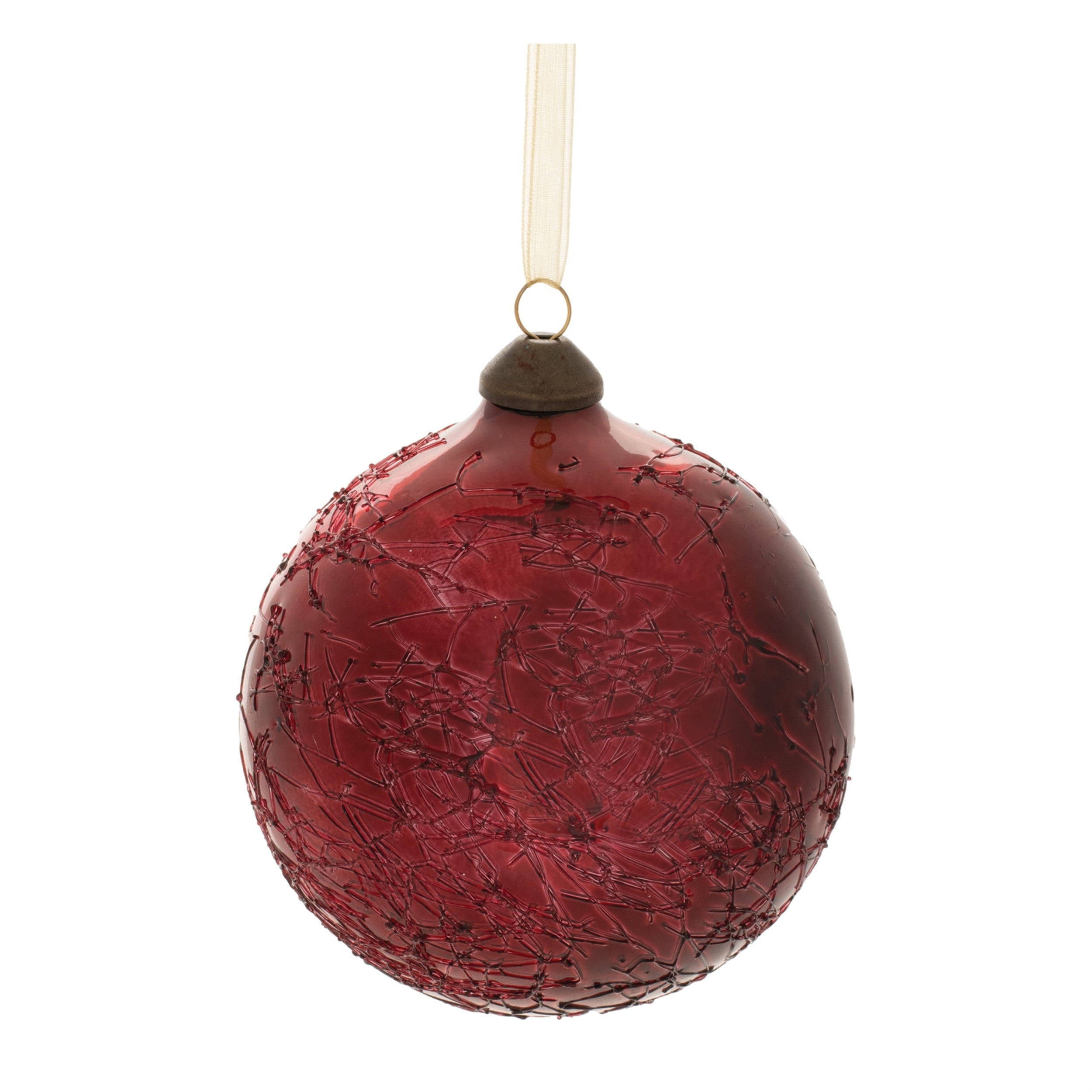 Crackled glass ball ornament (set of 4)