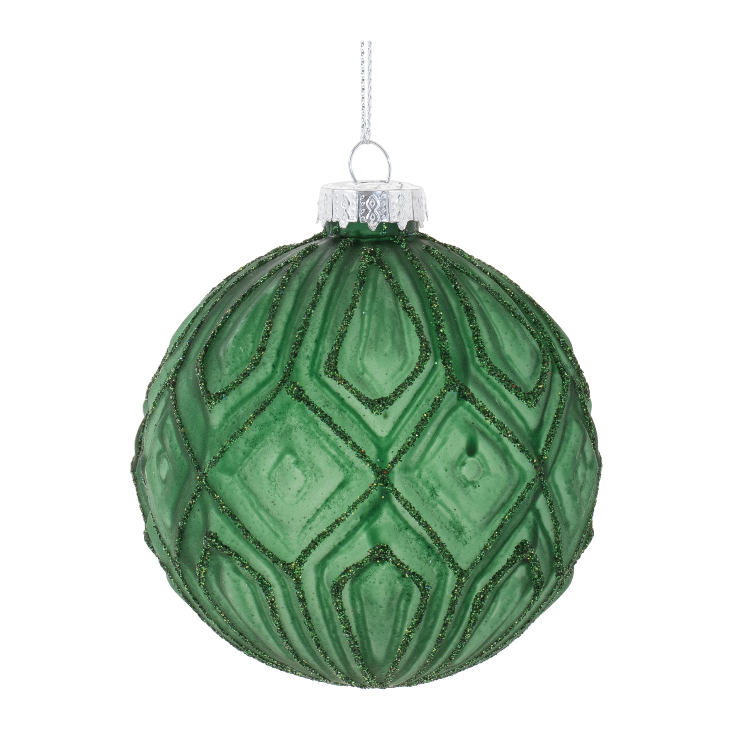 Glitter Frosted Glass Ball Ornament (Set of 12)