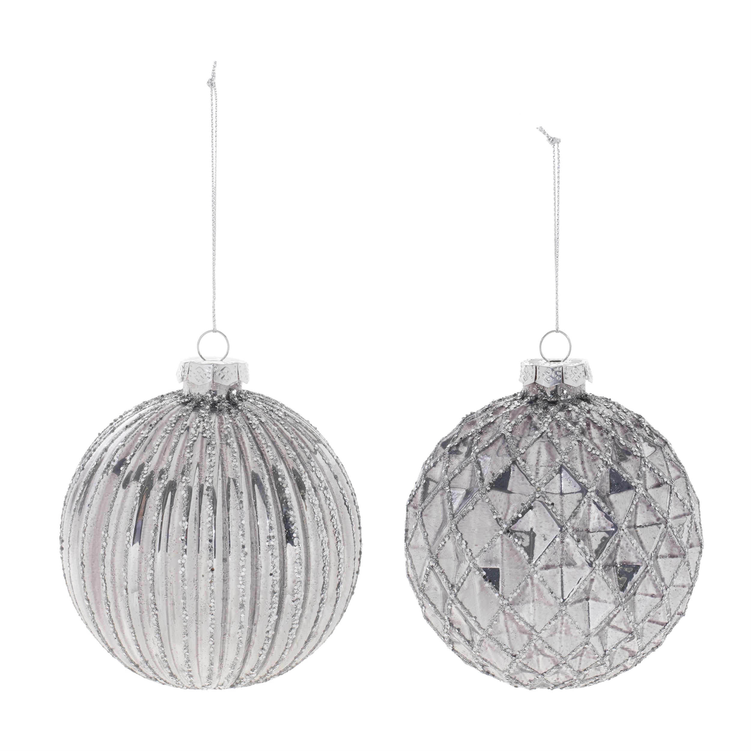 Glittered Glass Ball Ornament (Set of 6)