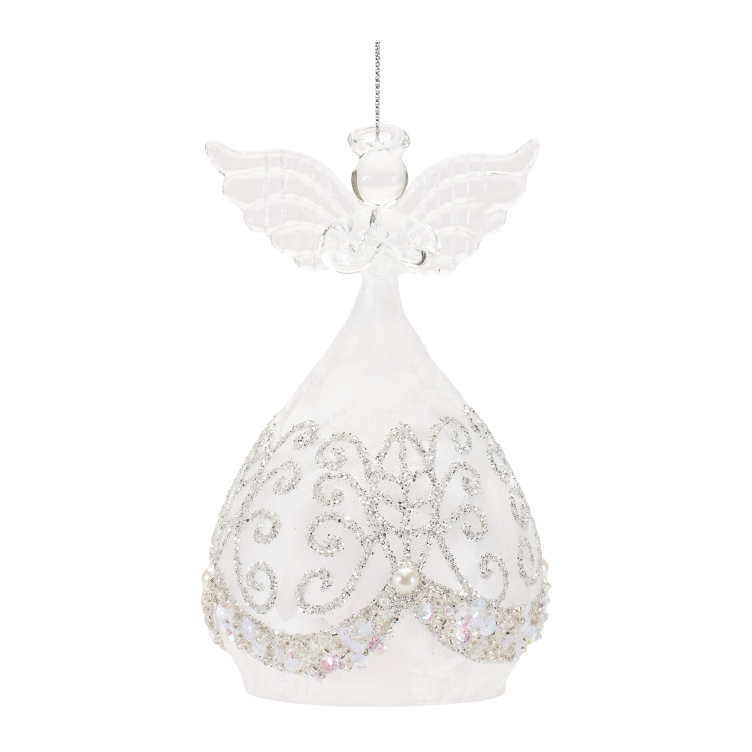 Beaded glass angel ornament (set of 4)