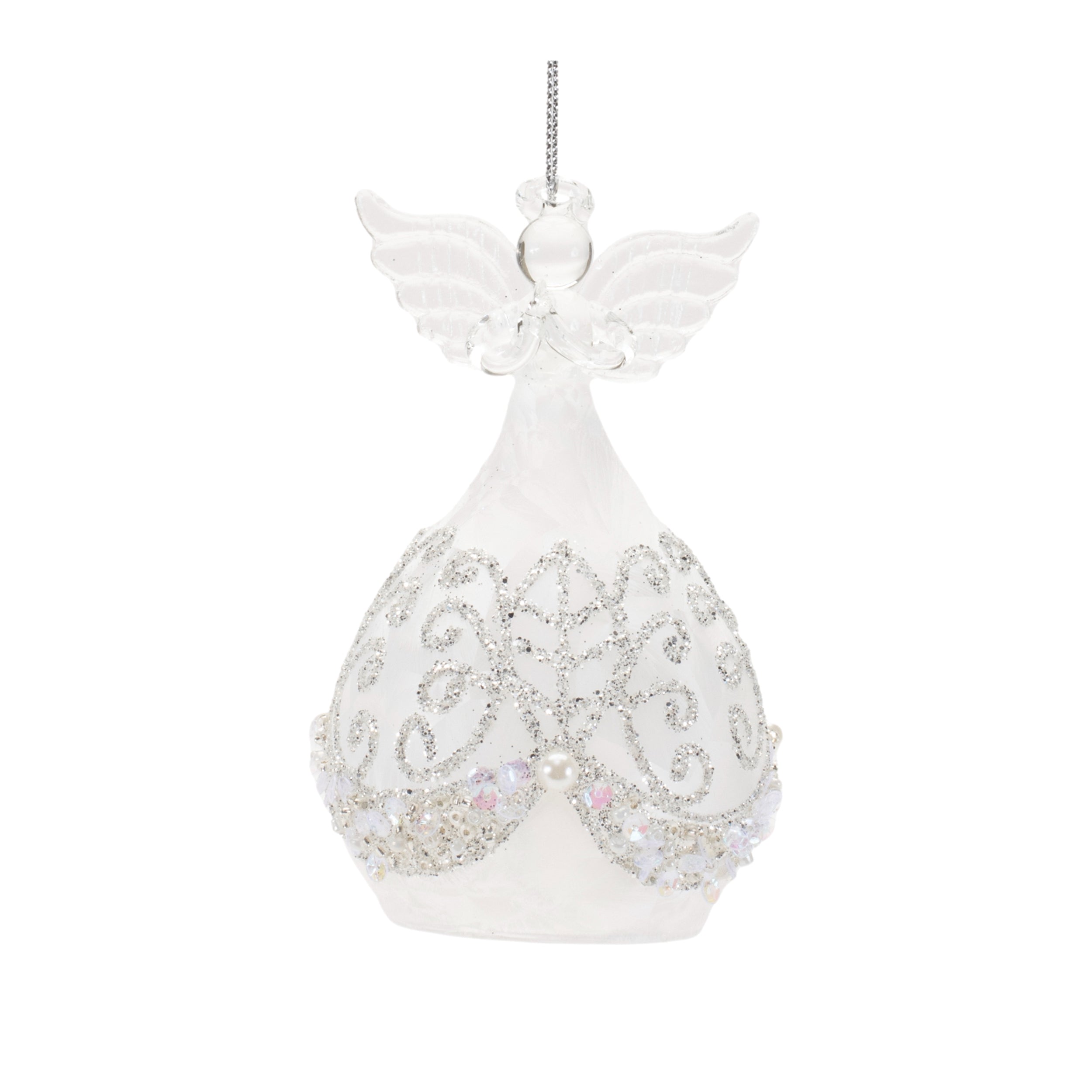 Beaded glass angel ornament (set of 4)