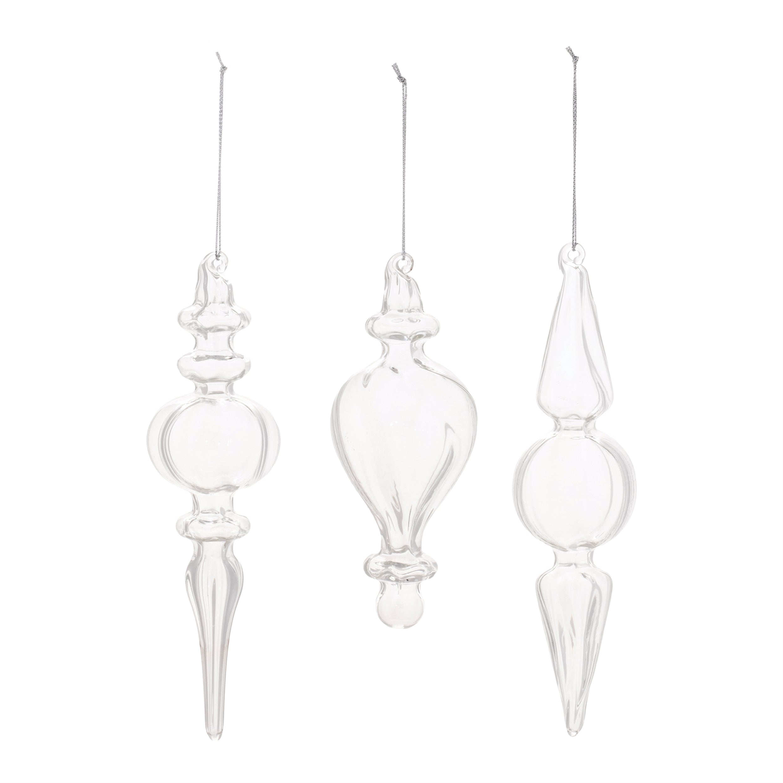Clear glass finial ornament (set of 12)
