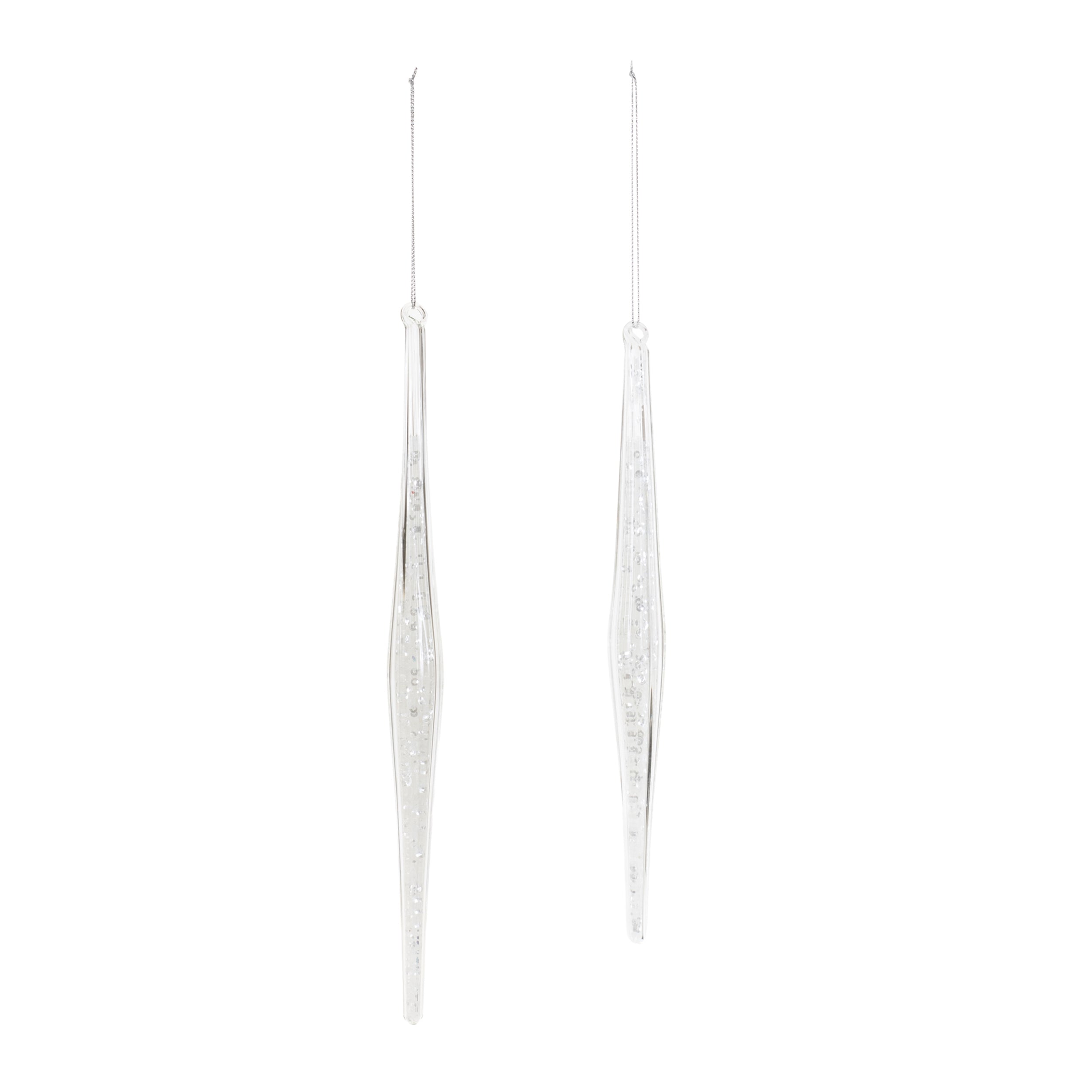 Clear Glass Icicle Drop Ornament (Set of 6)