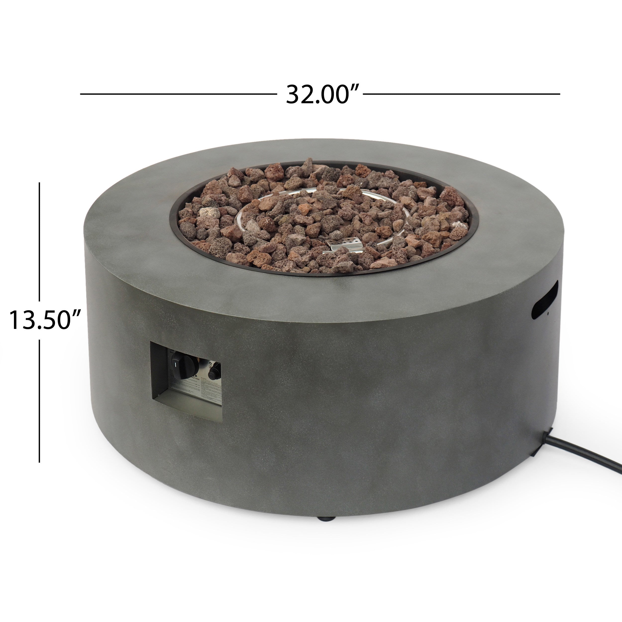 Wellington Round Iron Fire Pit with 40,000 BTU Output in Stone Gray