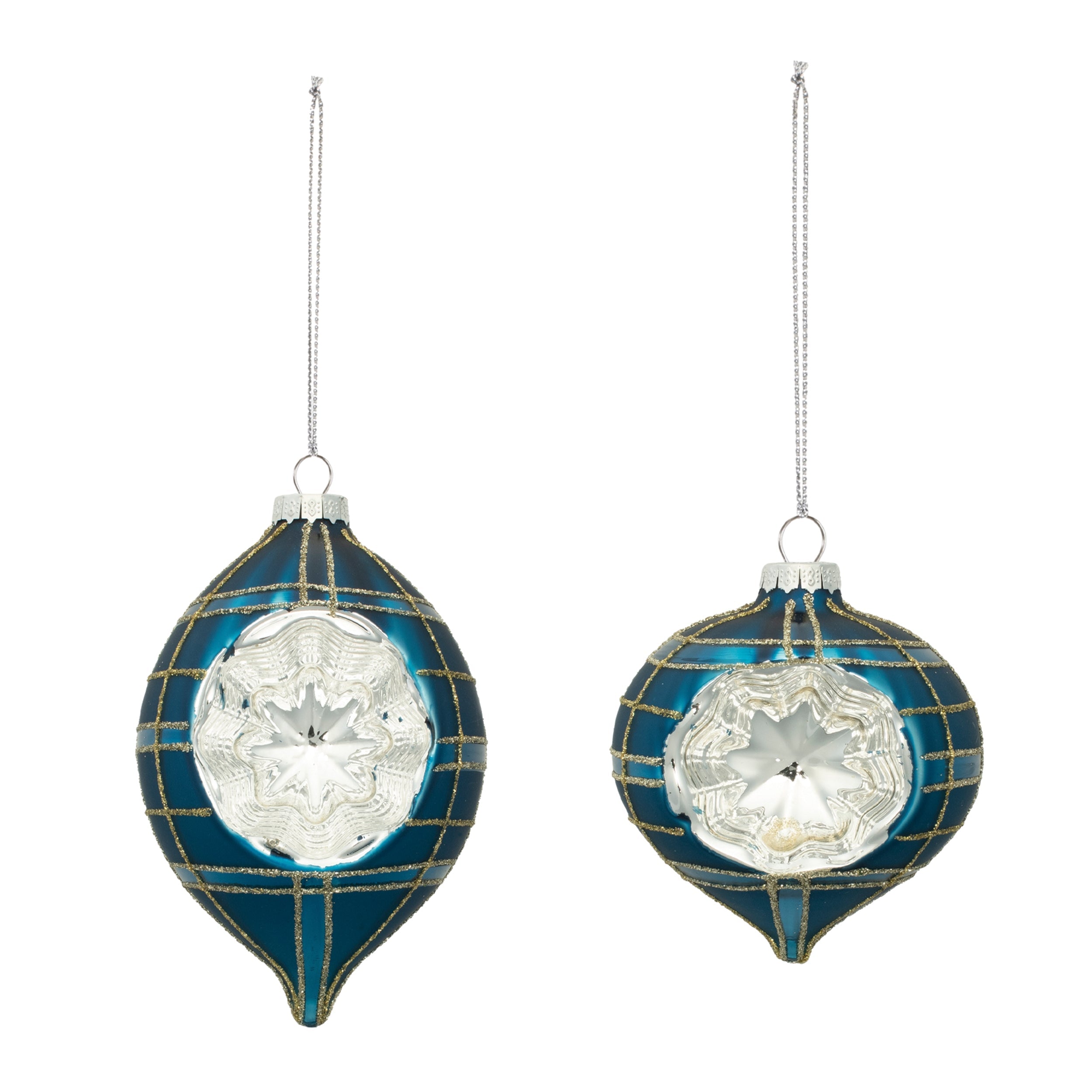 Plaid Glass Reflector Ornament (Set of 12)